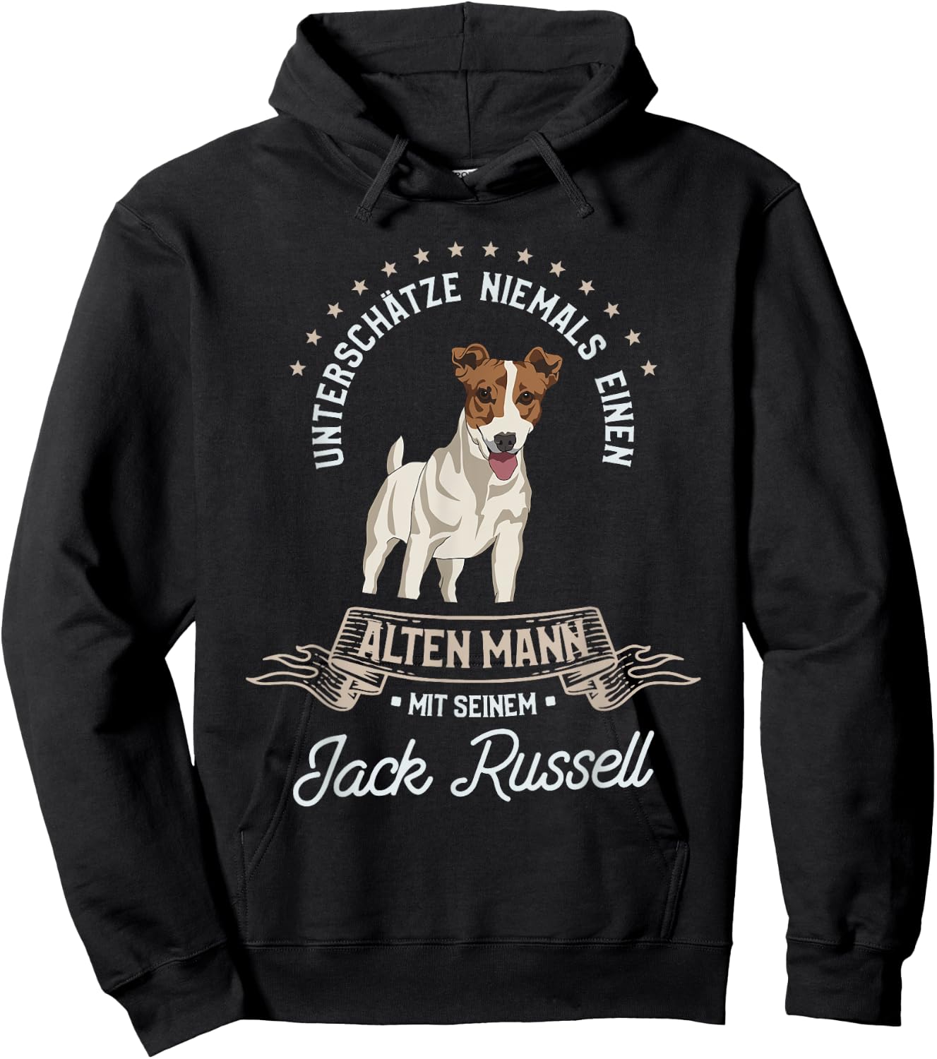 Unterschätze Niemals einen Alten Mann mit seinem Jack Russel Hoodie - Hoodie | Black