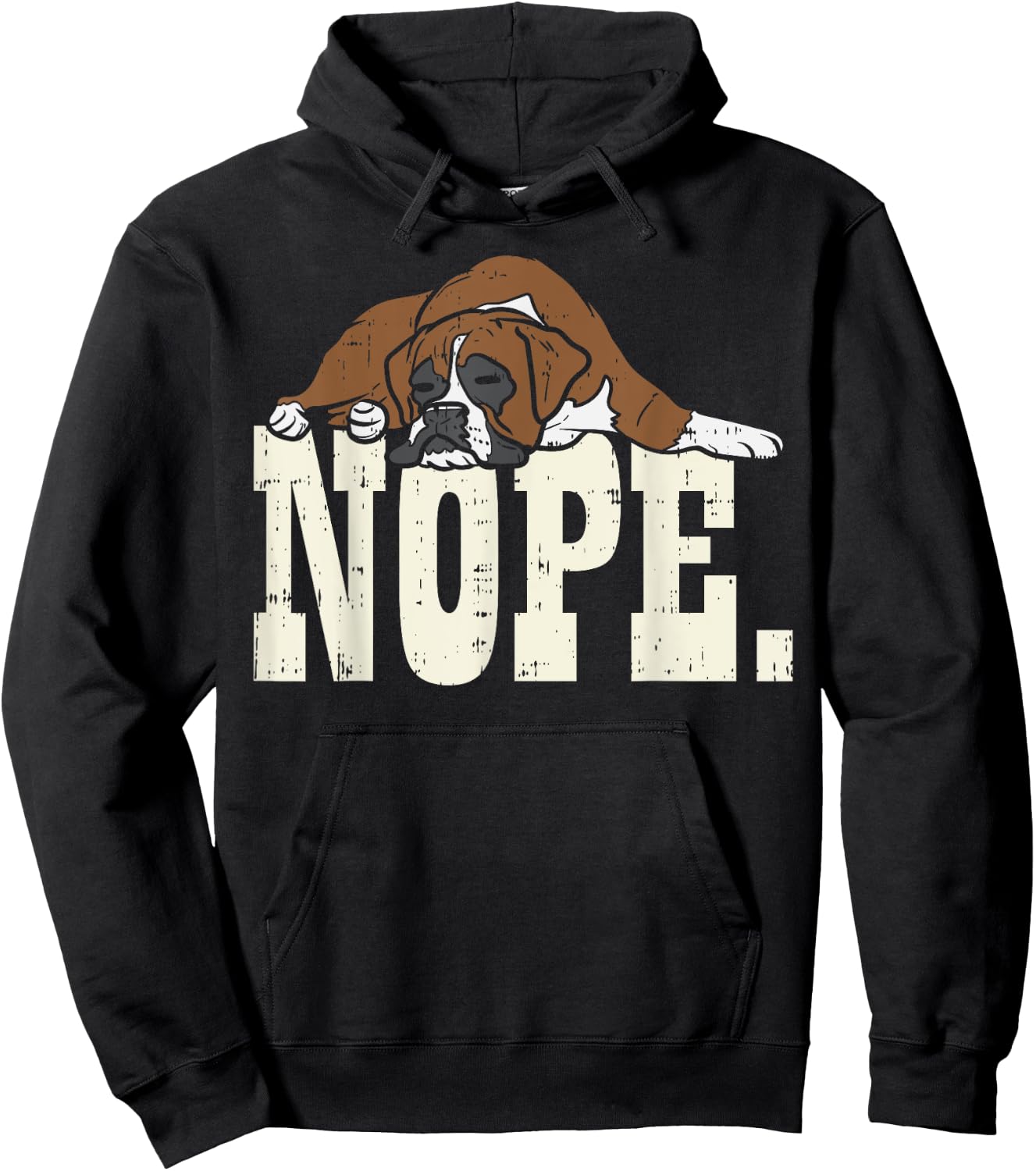 Nope Boxer Funny Animal Pet Dog Lover Owner Men Women Gift Hoodie - Hoodie | Black
