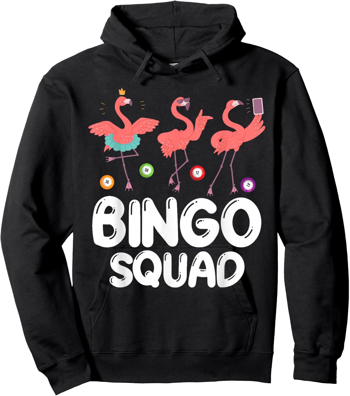 Bingo Squad Card Game Player Family Reunion Party Flamingo Hoodie - Hoodie | Black