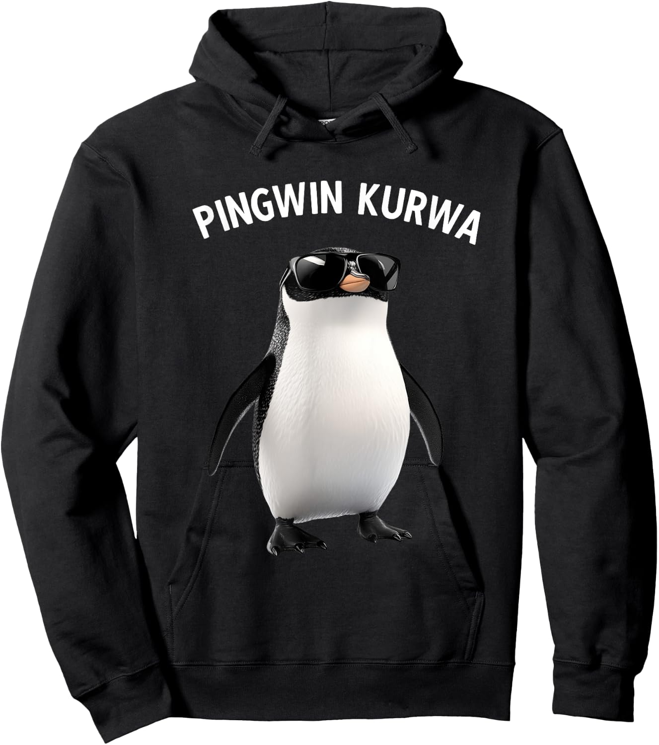 Pingwin Kurwa Funny Penguin for Humor Fans Hoodie - Hoodie | Black