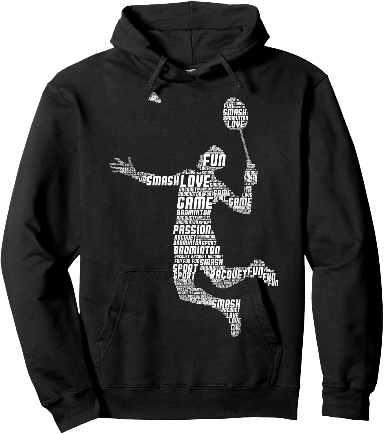 Badminton Player Flying Boys Young Men , Black Hoodie - Hoodie | Black