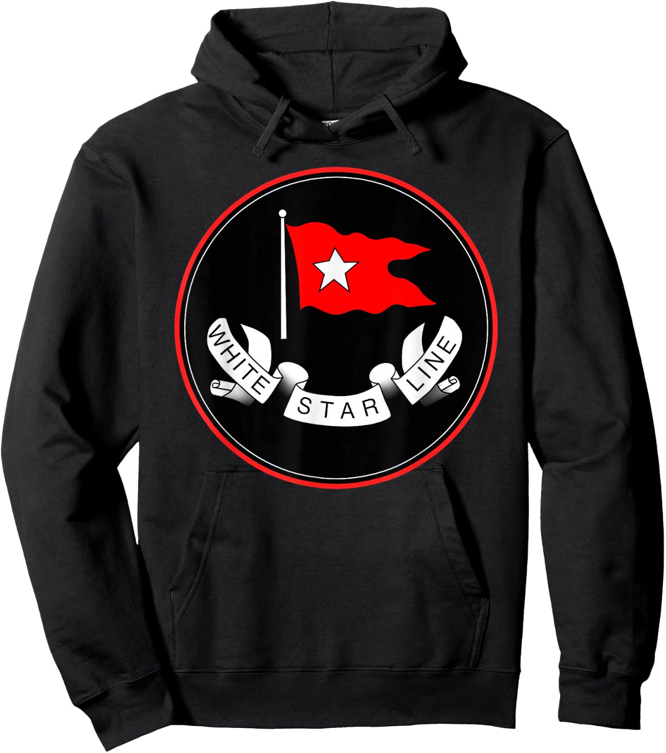 Retro Vintage White Star Line Hoodie - Hoodie | Black