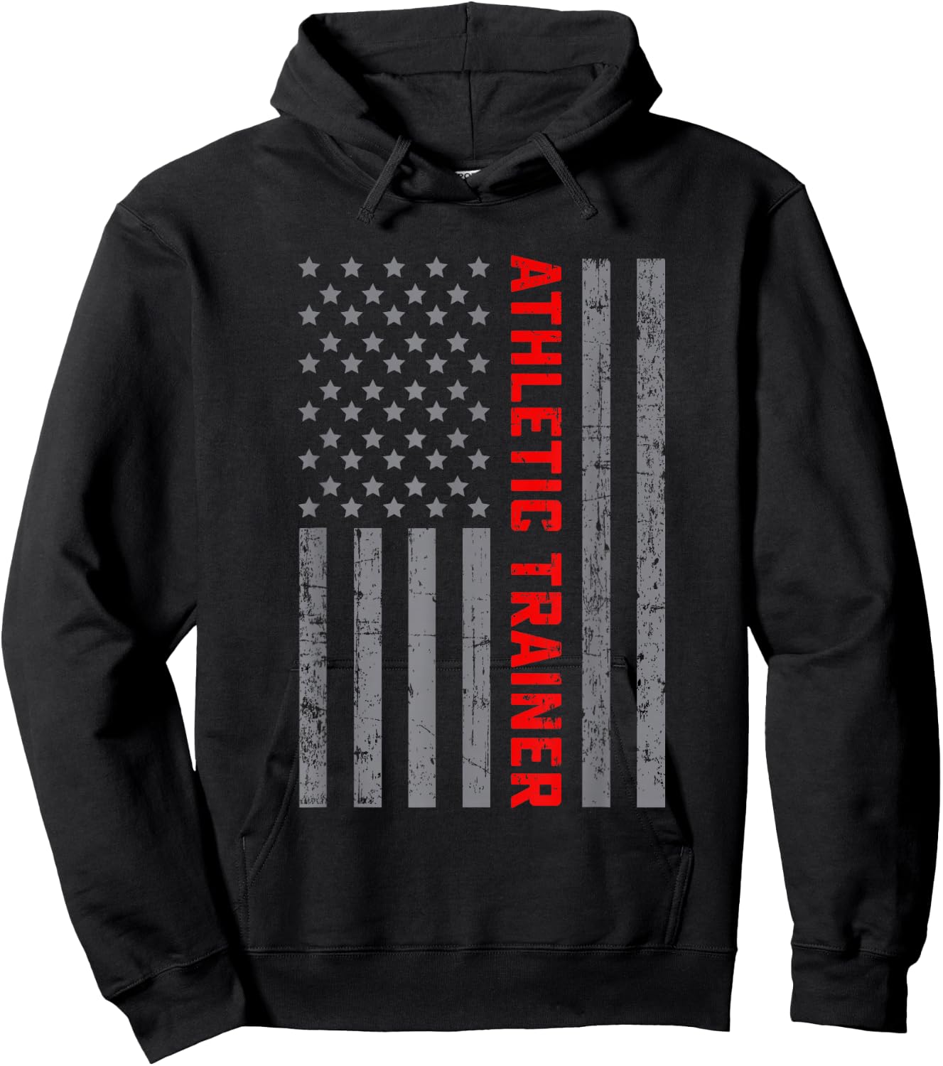 Athletic Trainer Vintage US Flag Dad Hoodie - Hoodie | Black