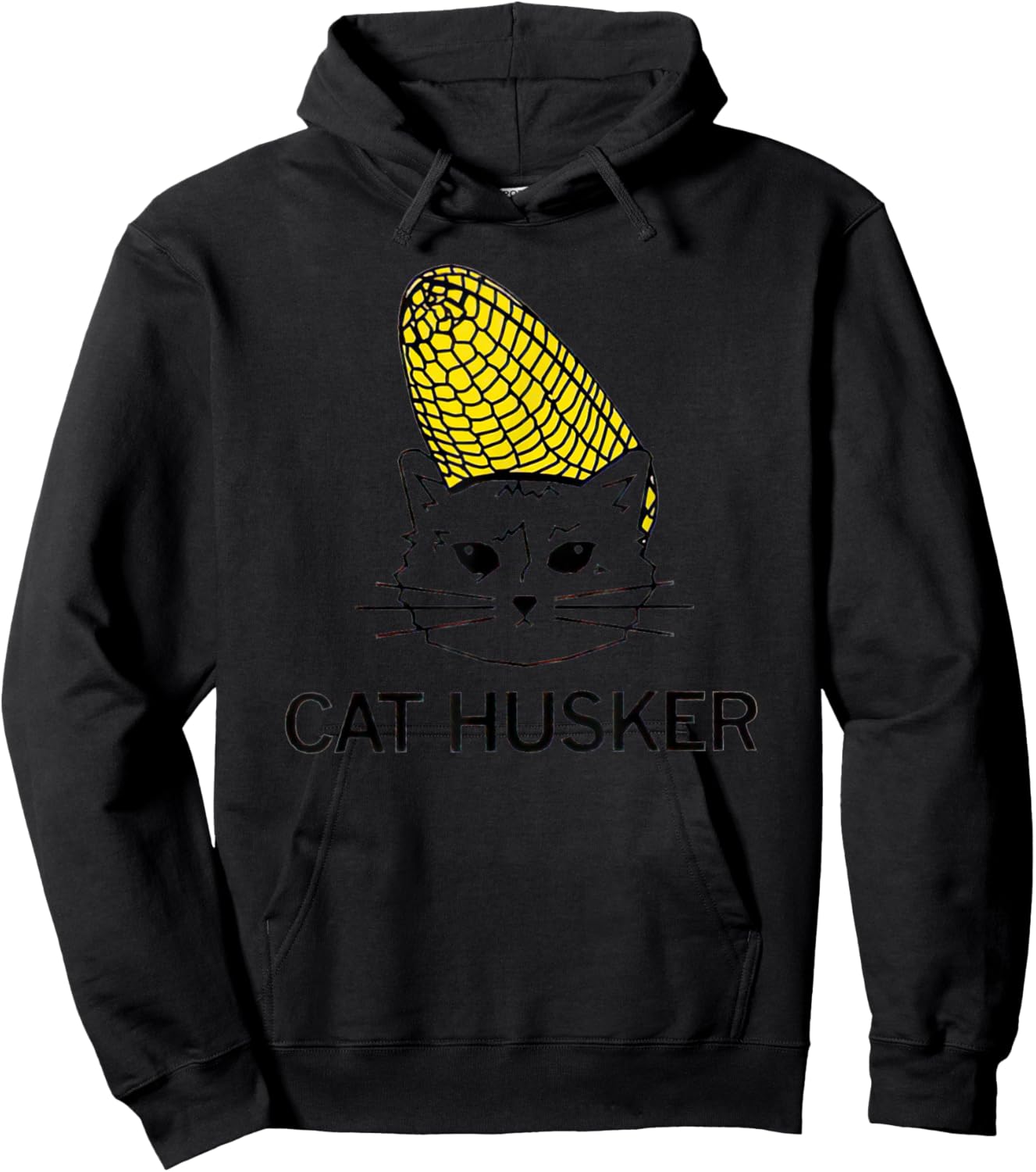 Cat Husker Corn Funny Women Hoodie - Hoodie | Black