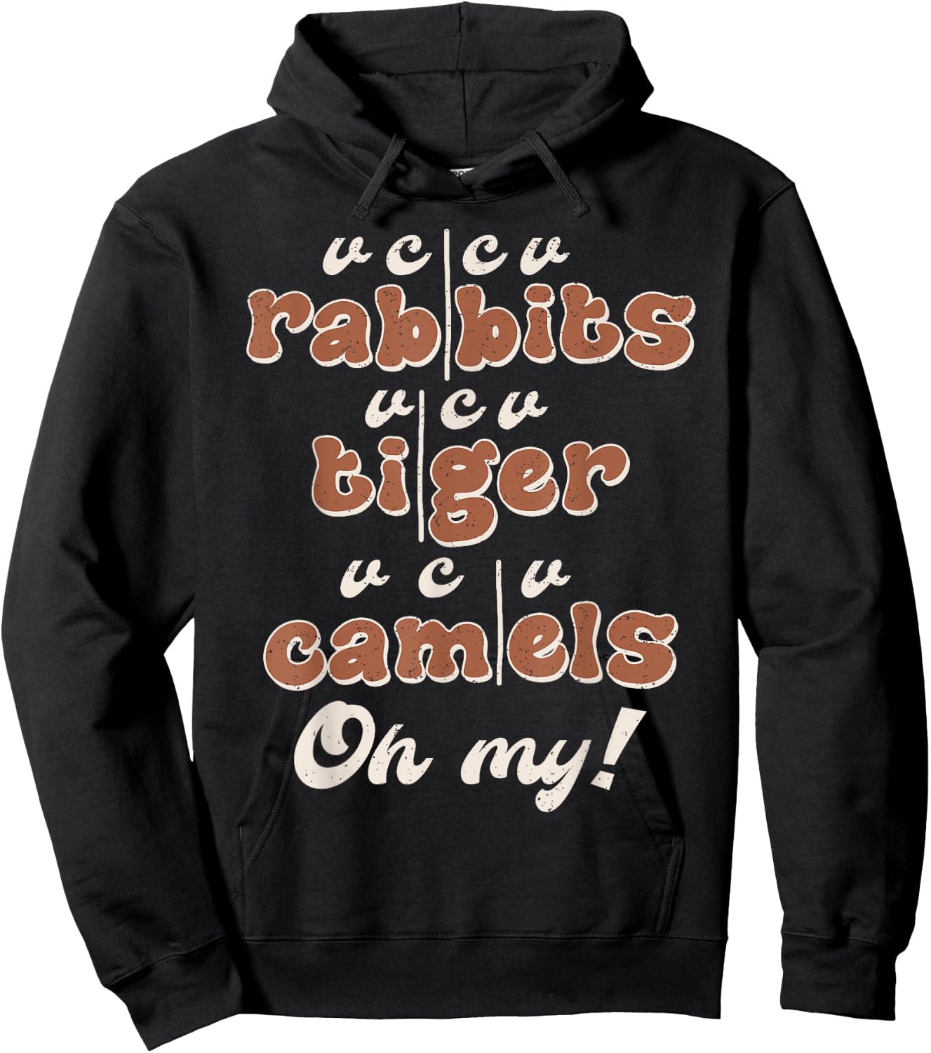 Rabbits Tiger Camels Syllable Division Science Of Reading Hoodie - Hoodie | Black