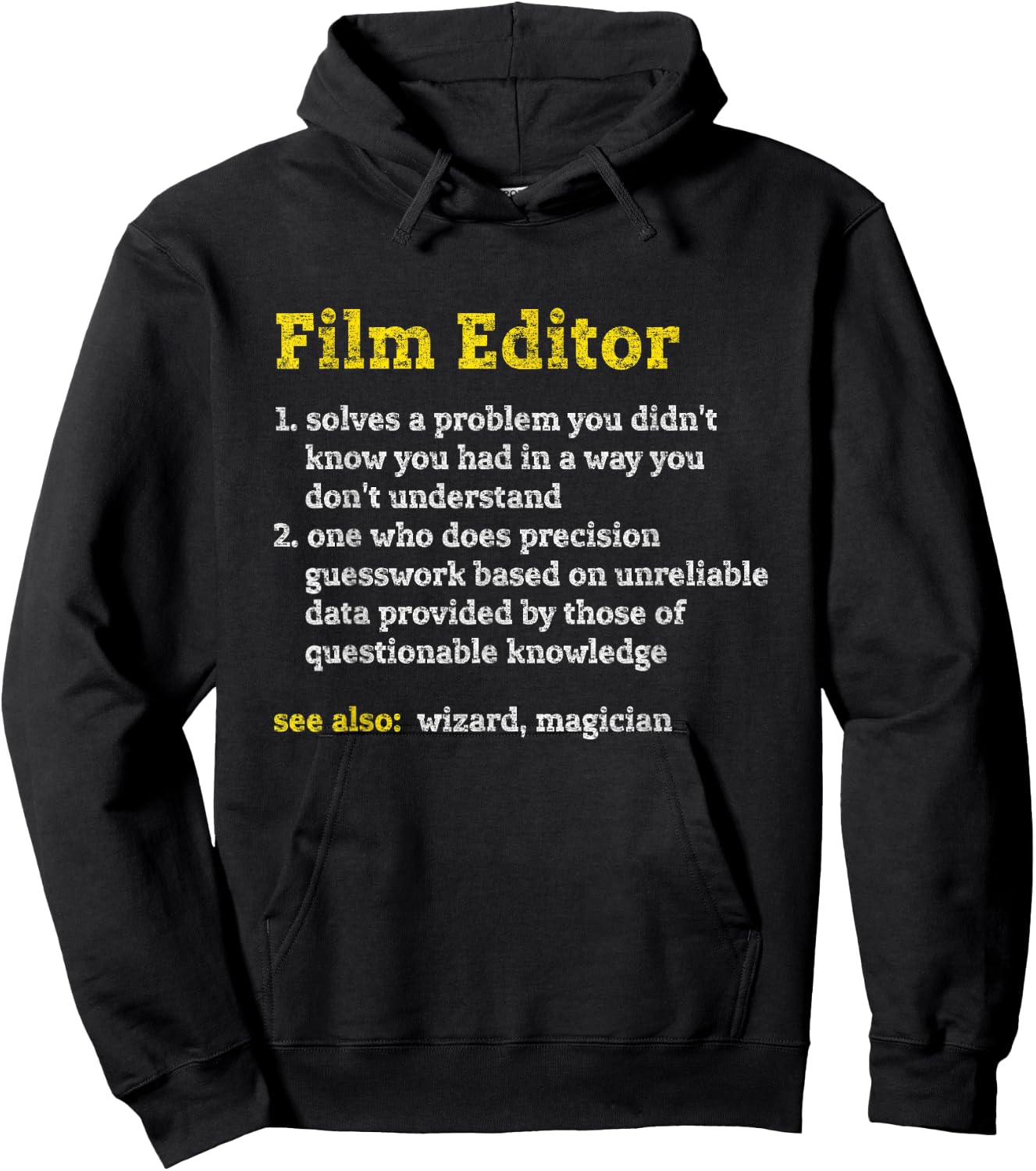 Funny Film Editor Definition Job Title Profession Distressed Hoodie - Hoodie | Black