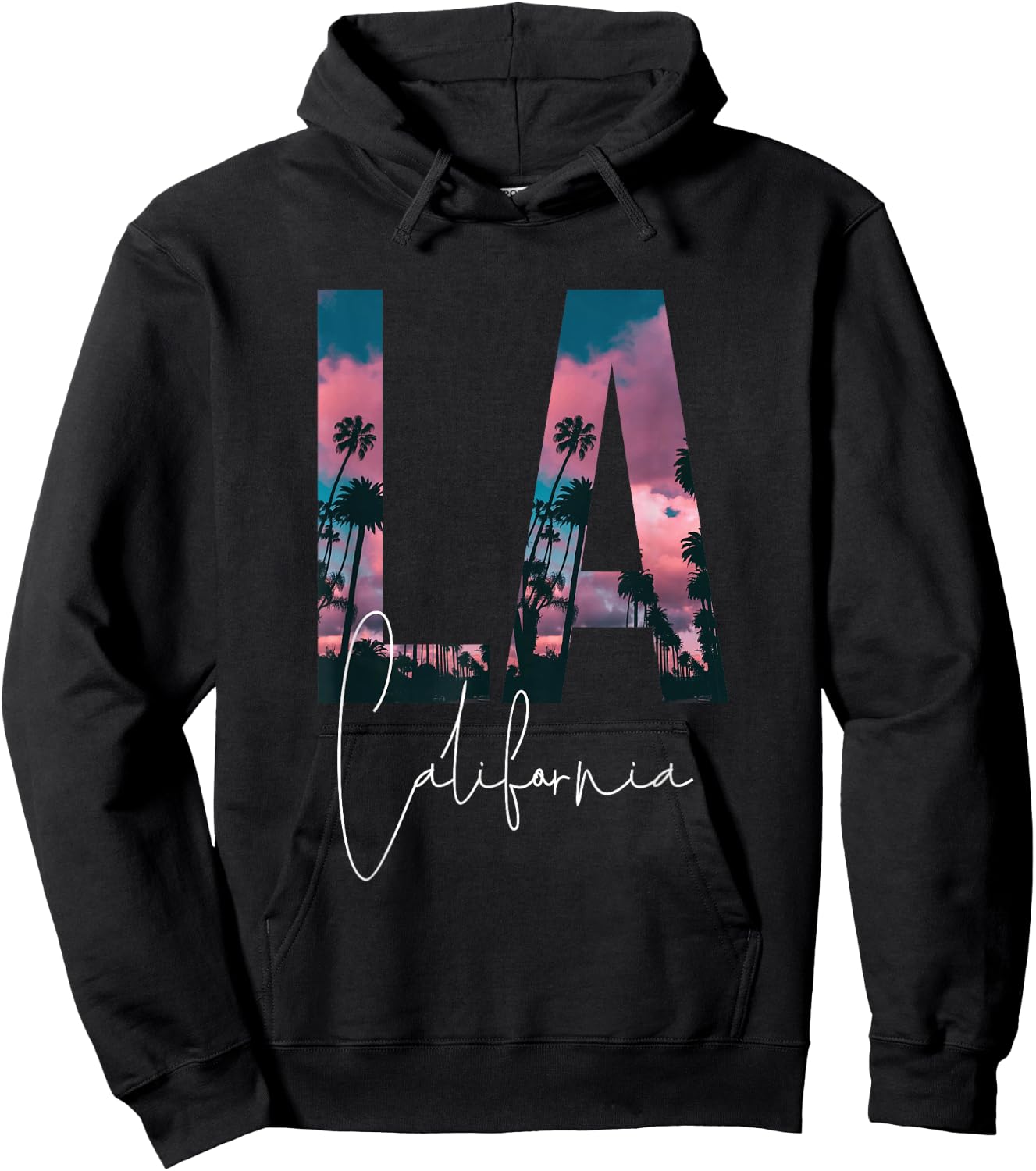 LA California Los Angeles Palm Trees Venice Beach Skyline , black Hoodie - Hoodie | Black
