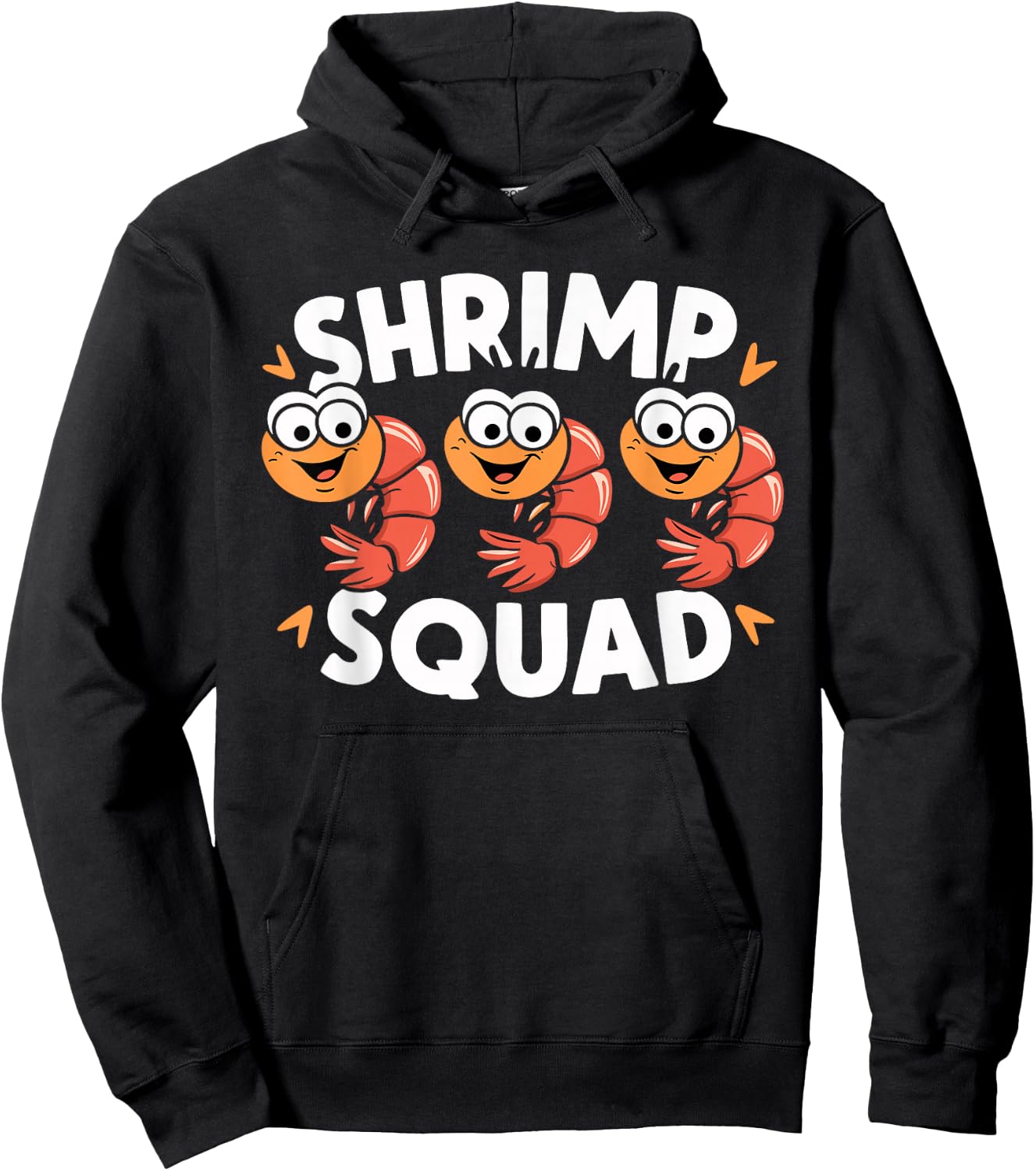 Kids Shrimp Shirts for Shrimp Lovers Shrimp Squad | -Kids Black Cartoon Lover Kids Hoodie - Hoodie | Black