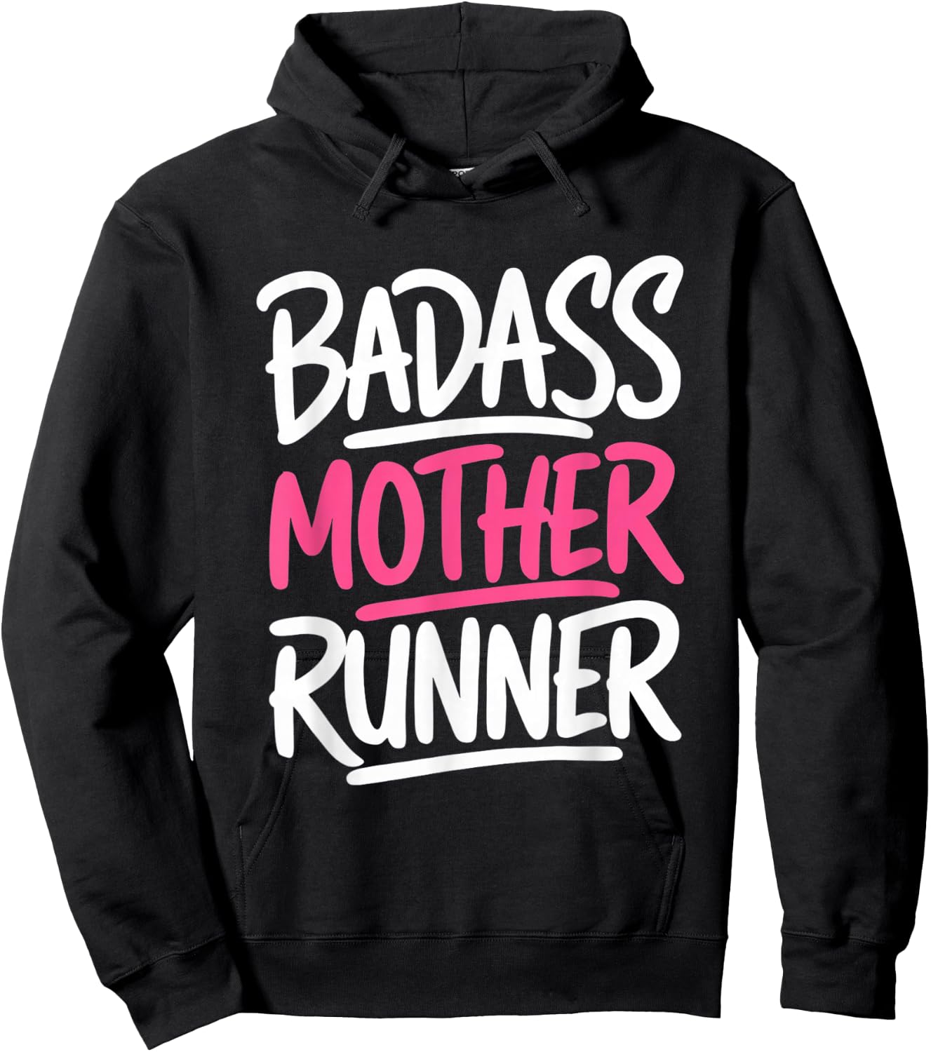 Ladies Funny for Runners Mom Badass Mother Runner Hoodie - Hoodie | Black