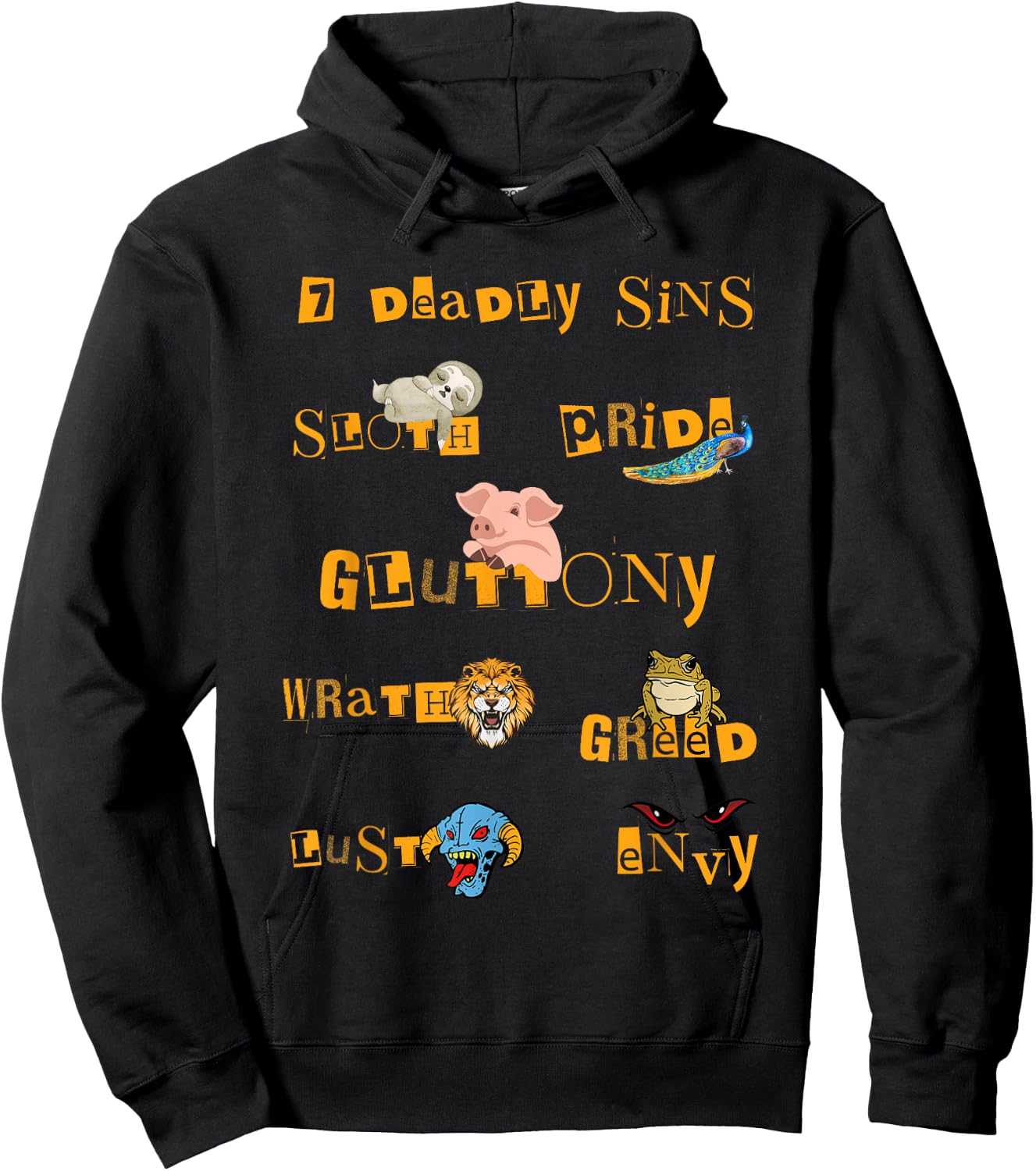 Seven Deadly Sins Lust Pride Gluttony Sloth Wrath Greed Envy Hoodie - Hoodie | Black