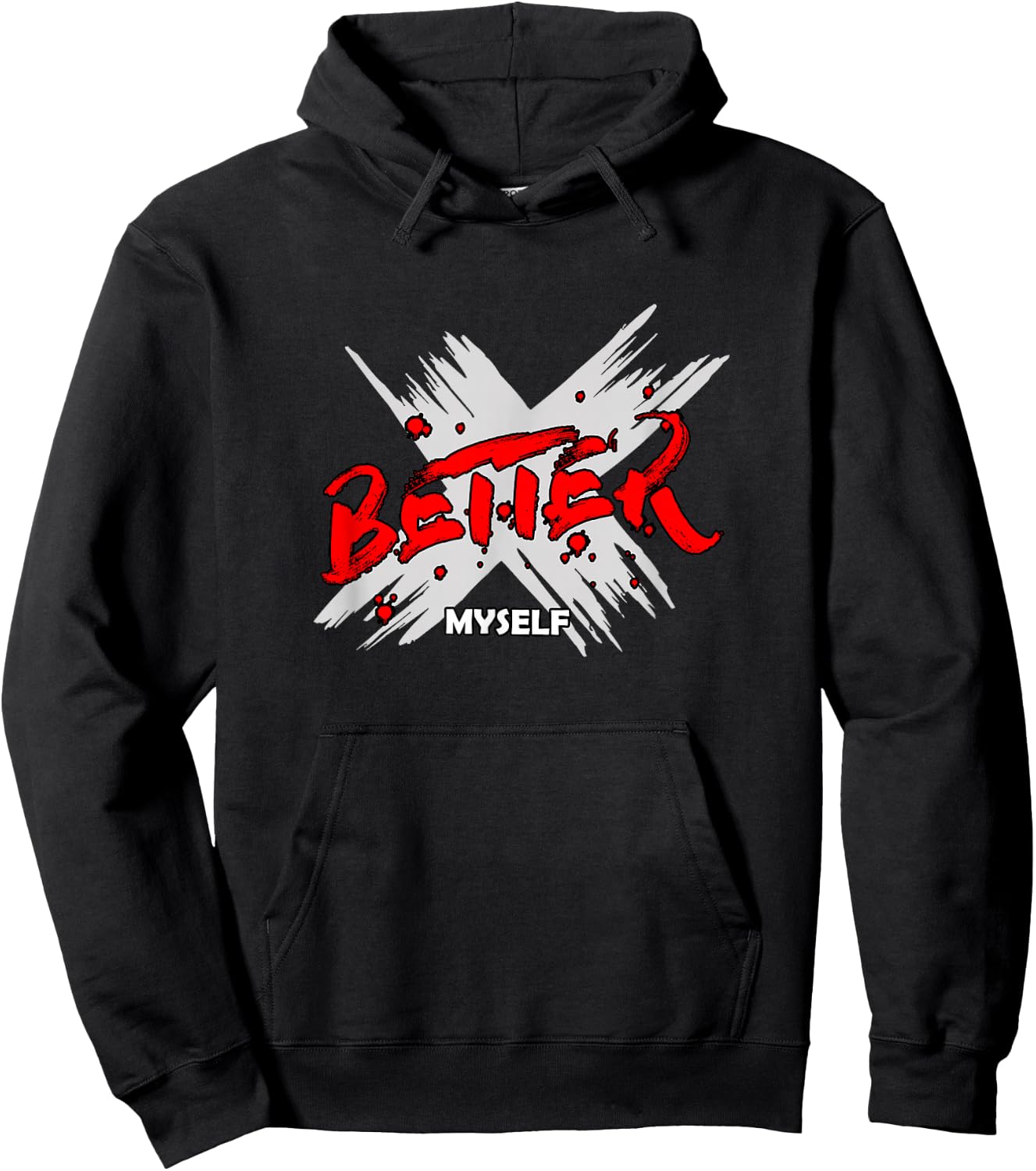 Red Color Better Myself Red Graphic Hoodie - Hoodie | Black