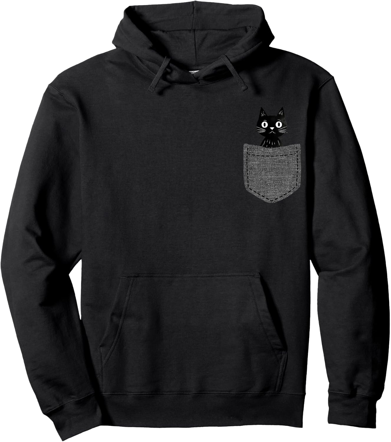 Schwarze Katze in Brusttasche Hoodie - Hoodie | Black