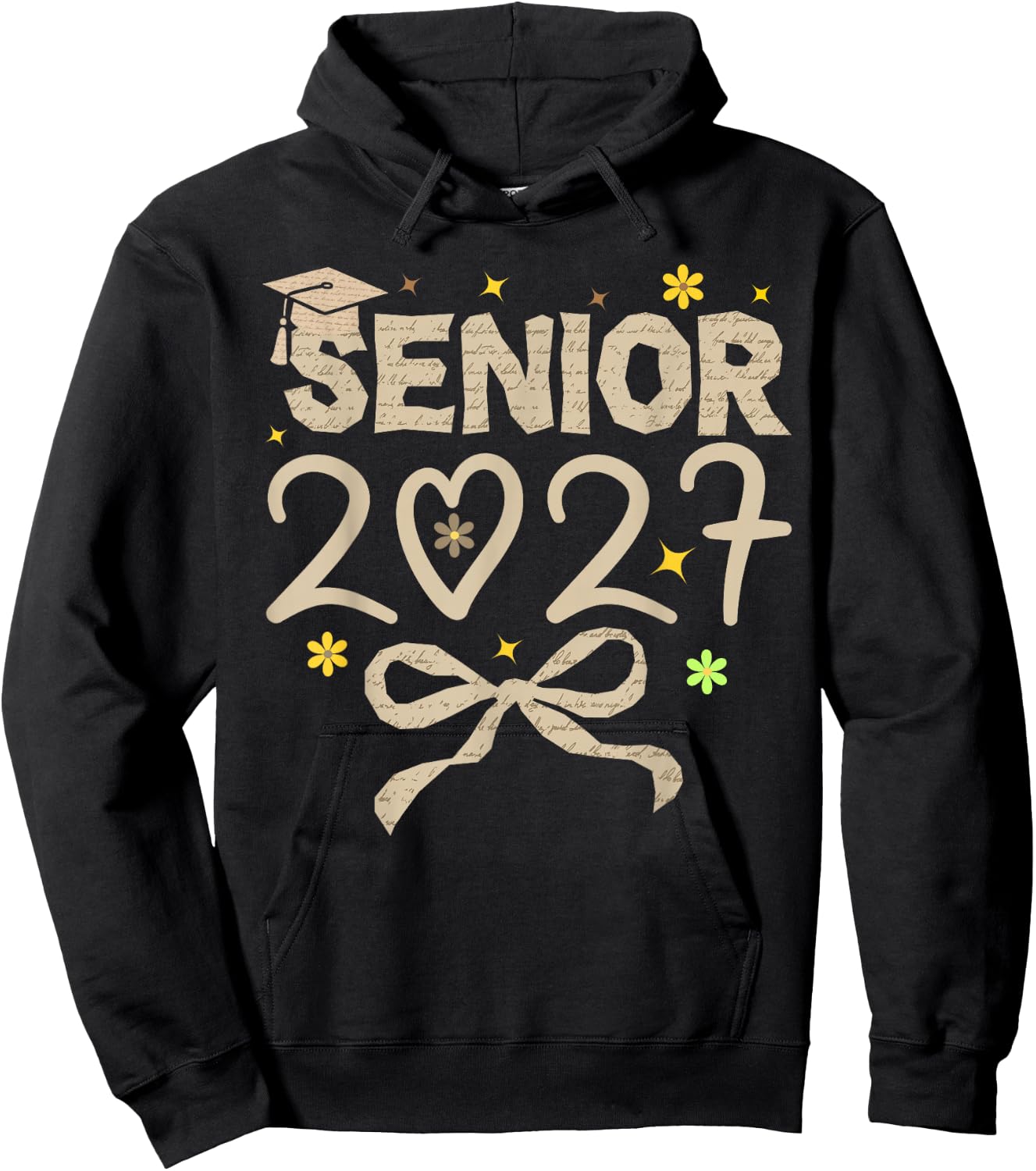 Class of 2027 Senior Coquette Bow 2027 Graduation Hoodie - Hoodie | Black