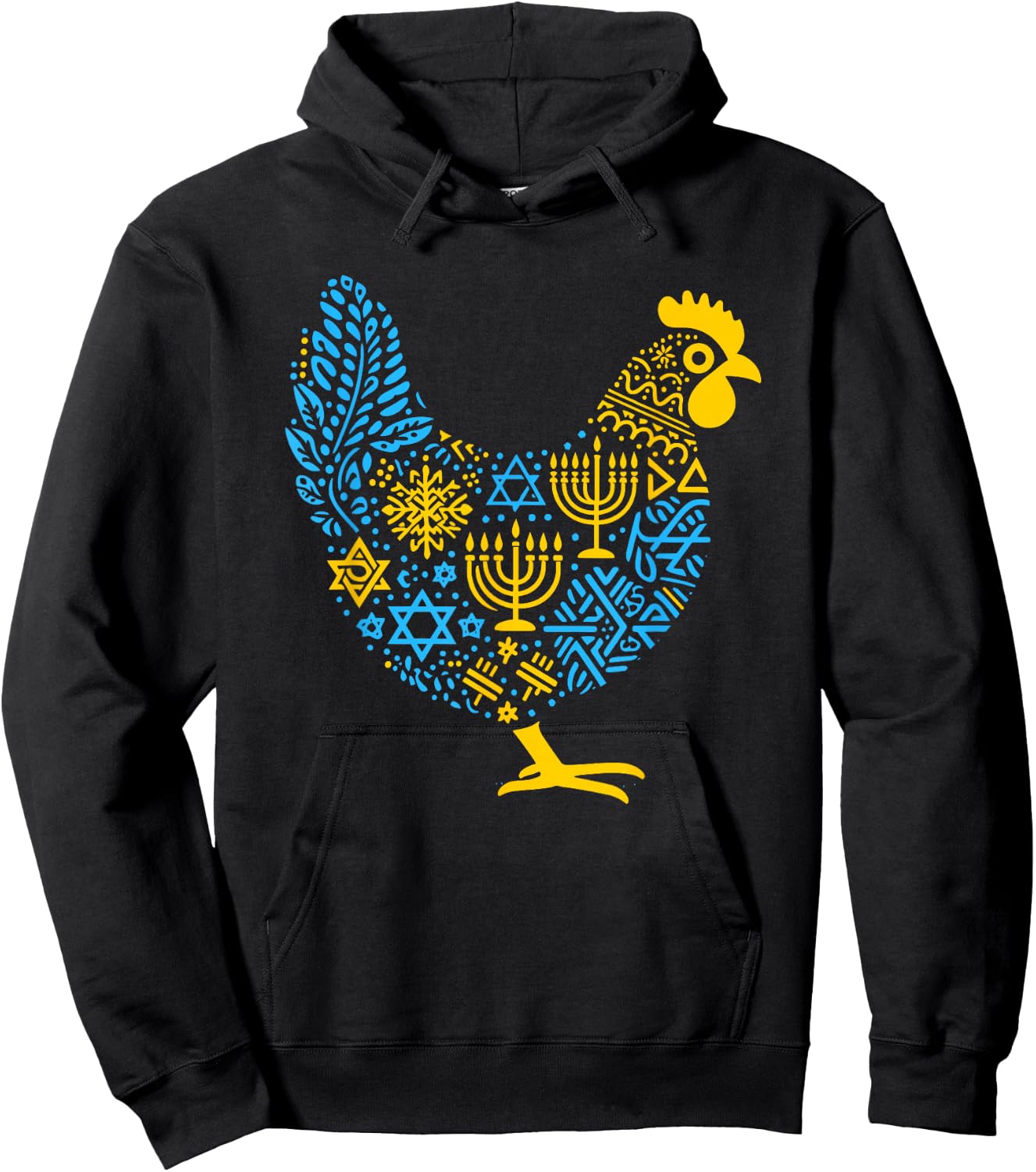 Chicken Menorah Dreidel Jewish Hanukkah Kids Hoodie - Hoodie | Black