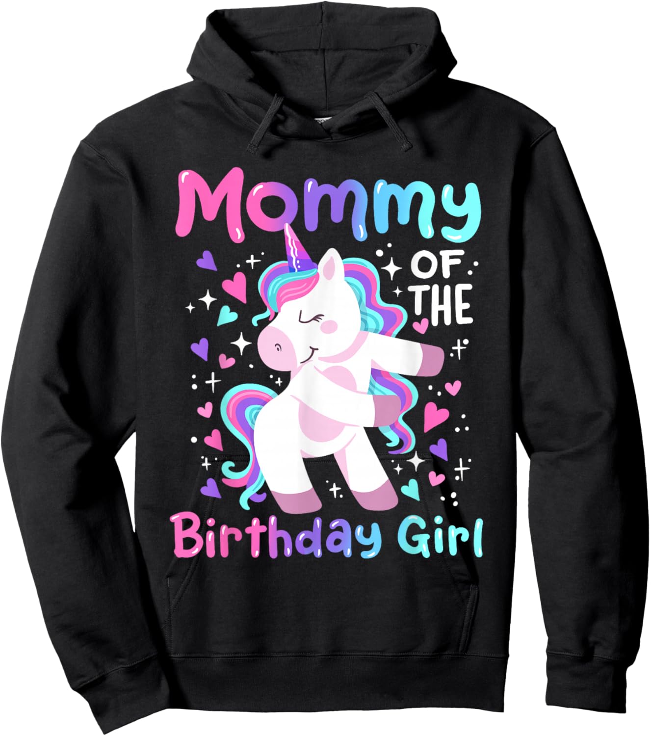 Mommy of the Birthday Girl Flossing Unicorn Family Matching Hoodie - Hoodie | Black