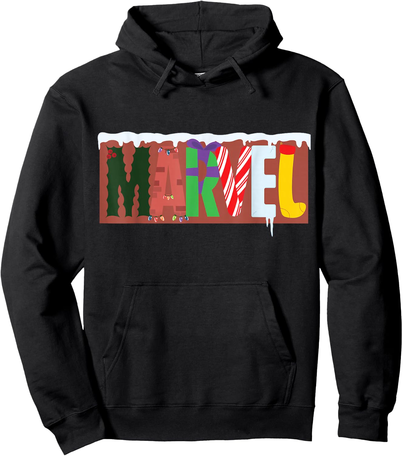 Marvel Logo with Christmas Holiday Avengers Decorations Hoodie - Hoodie | Black