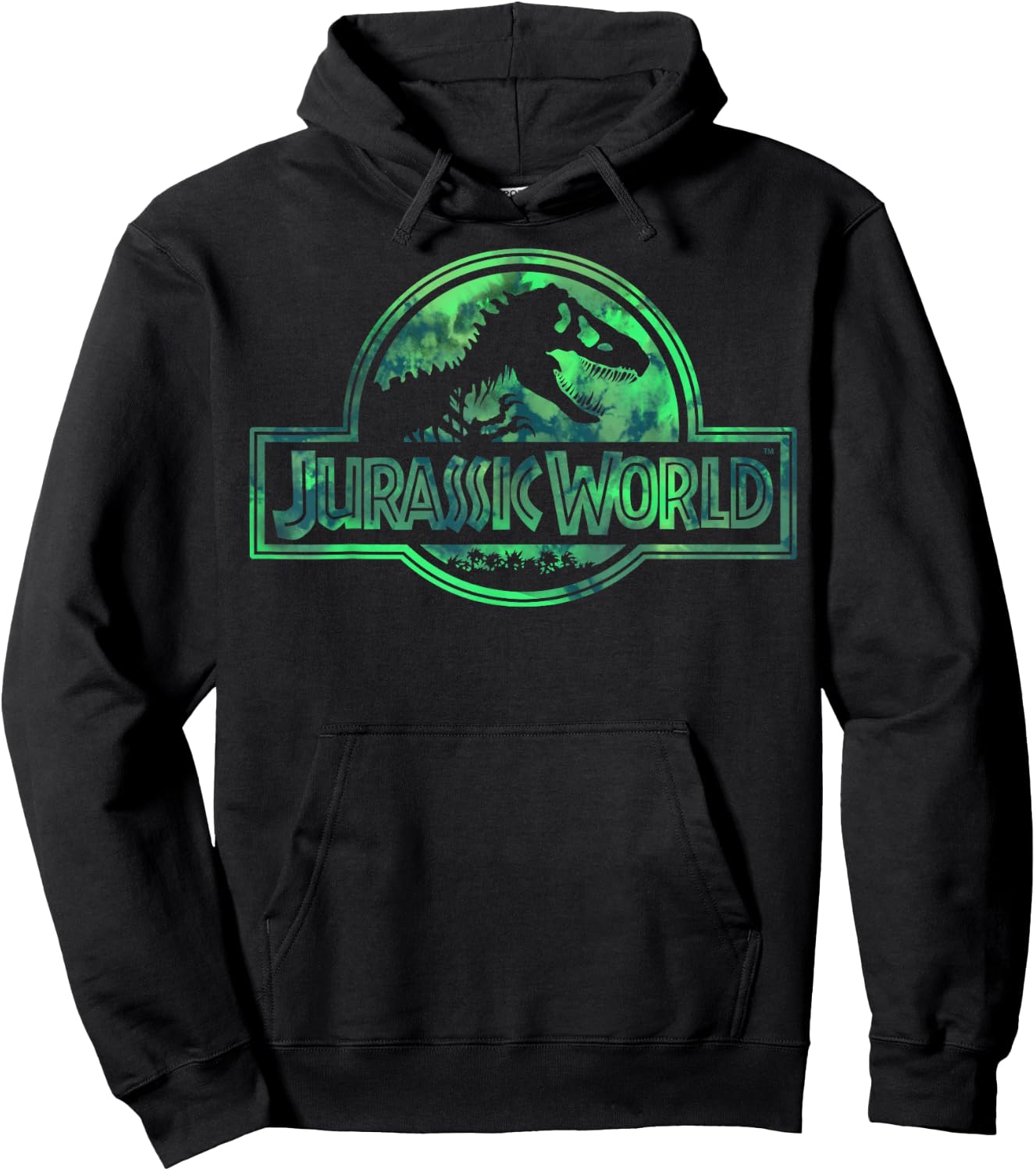 Jurassic World Green Teal Watercolor Logo Small Hoodie - Hoodie | Black