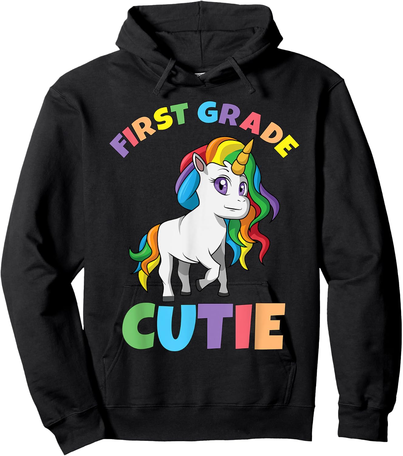 First Day of School 1st First Grade Cutie Girls Unicorn Hoodie - Hoodie | Black