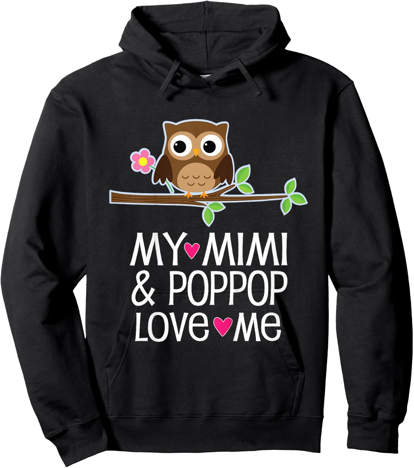 My Mimi and PopPop Love Me Grandchild Owl Hoodie - Hoodie | Black