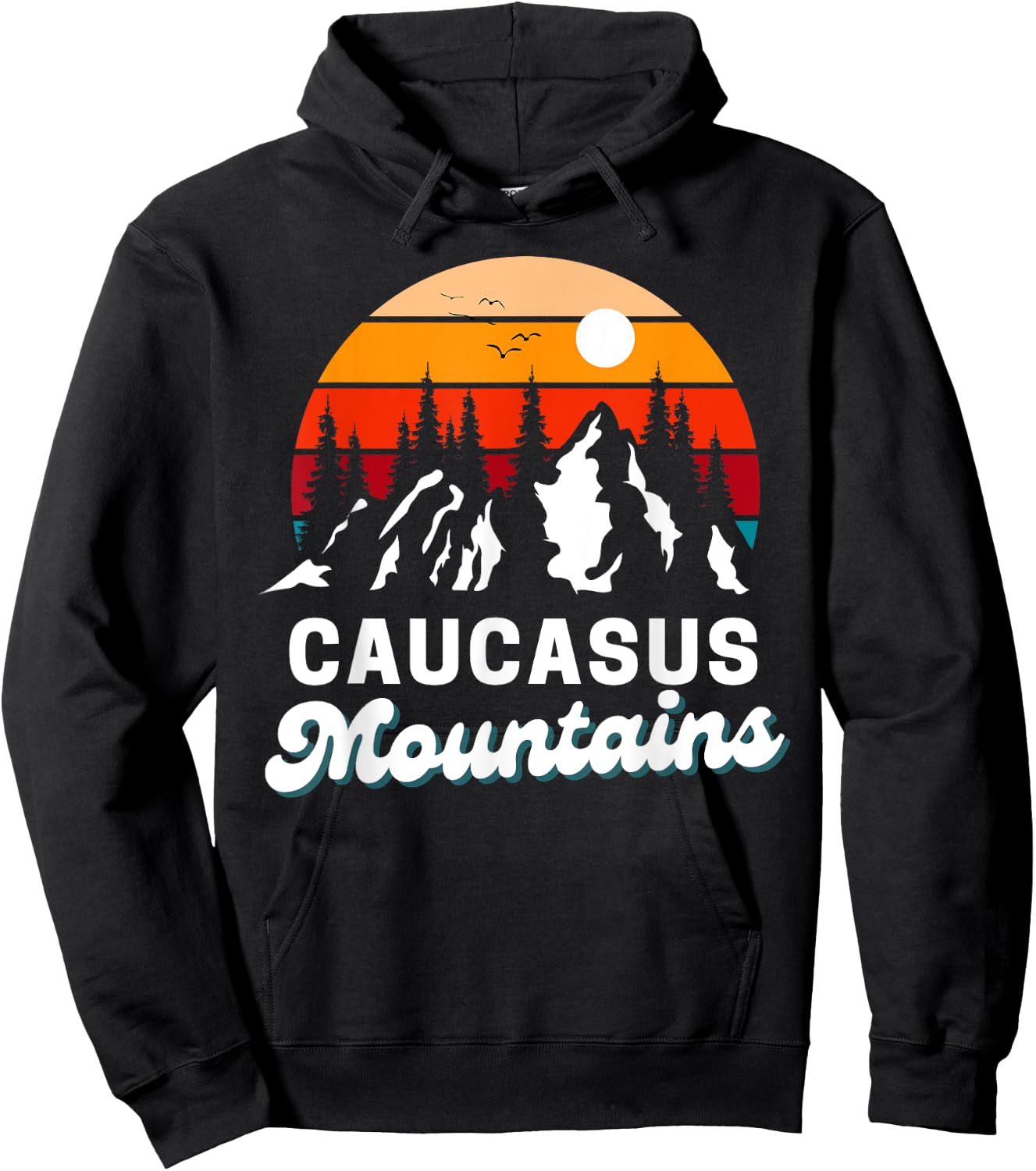 Caucasus Mountains Outdoor Hiking Nature Retro Souvenir Hoodie - Hoodie | Black
