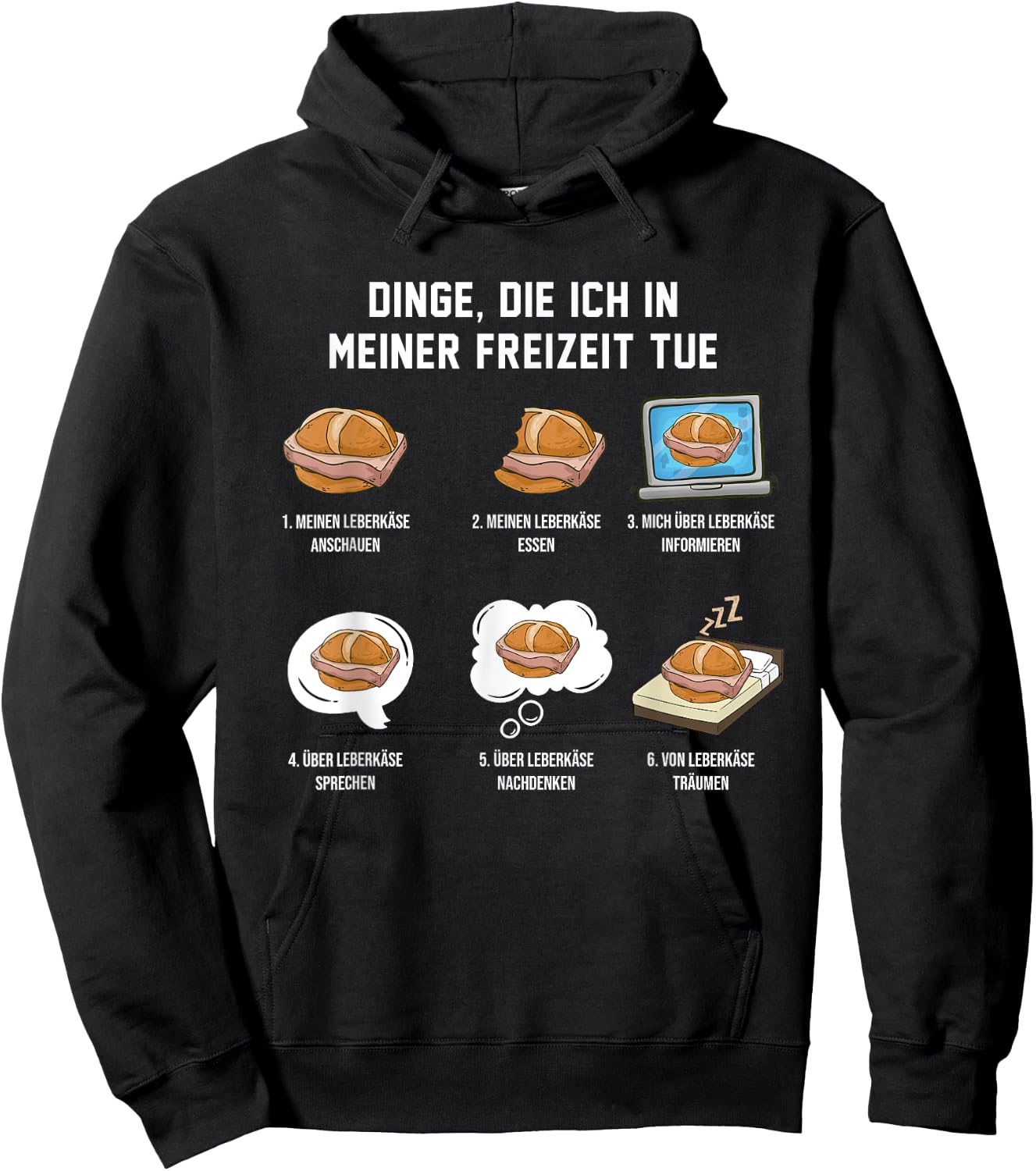 Lustige Leberkäsesemmel Spruch Geschenkideen Leberkäse in der Freizeit Schwarz Cartoon Mandarinkragen Kurzarm S Frauen Hoodie - Hoodie | Black