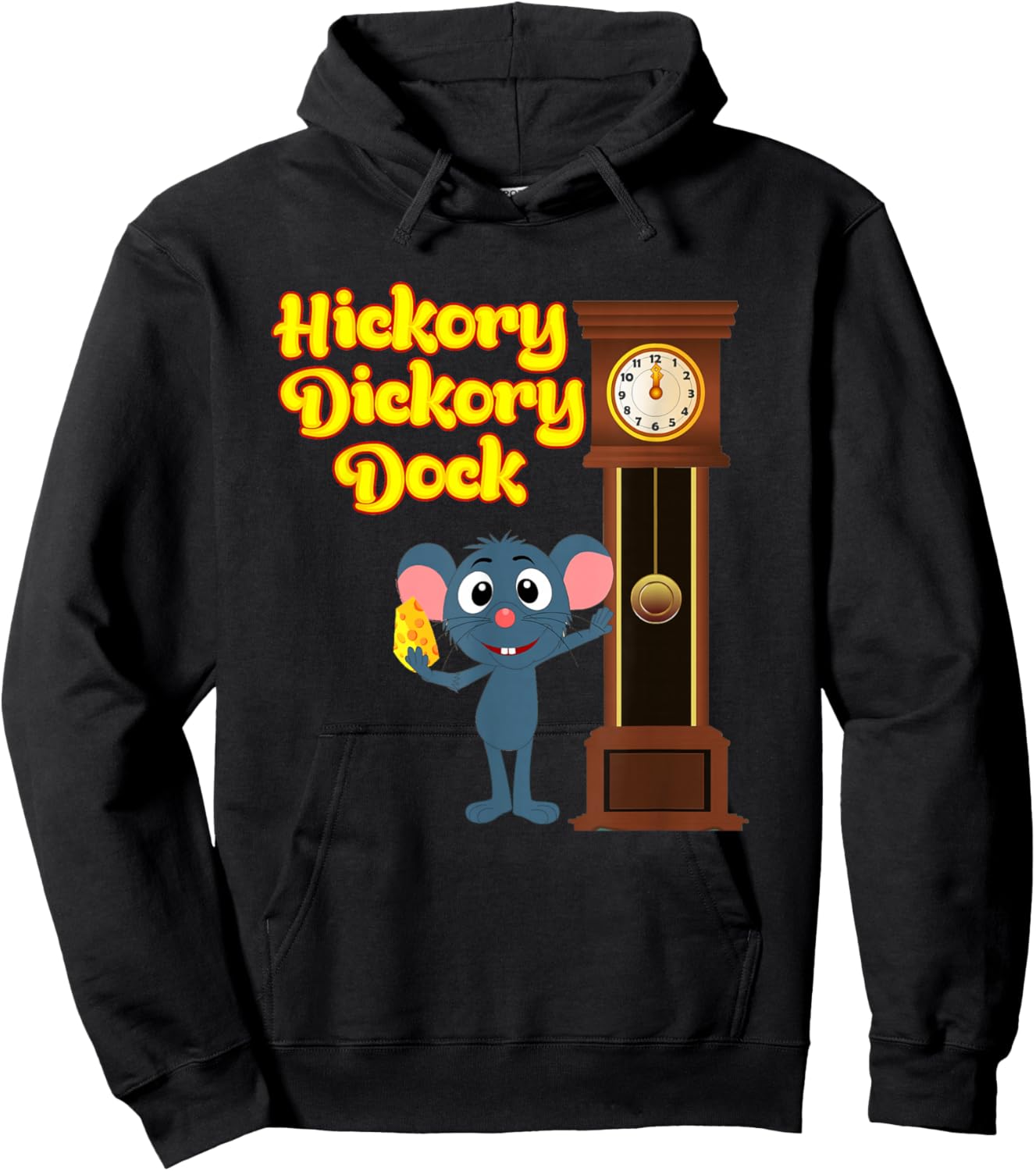 Hickory Dickory Dock Nursery Rhyme Adults and Kids Hoodie - Hoodie | Black