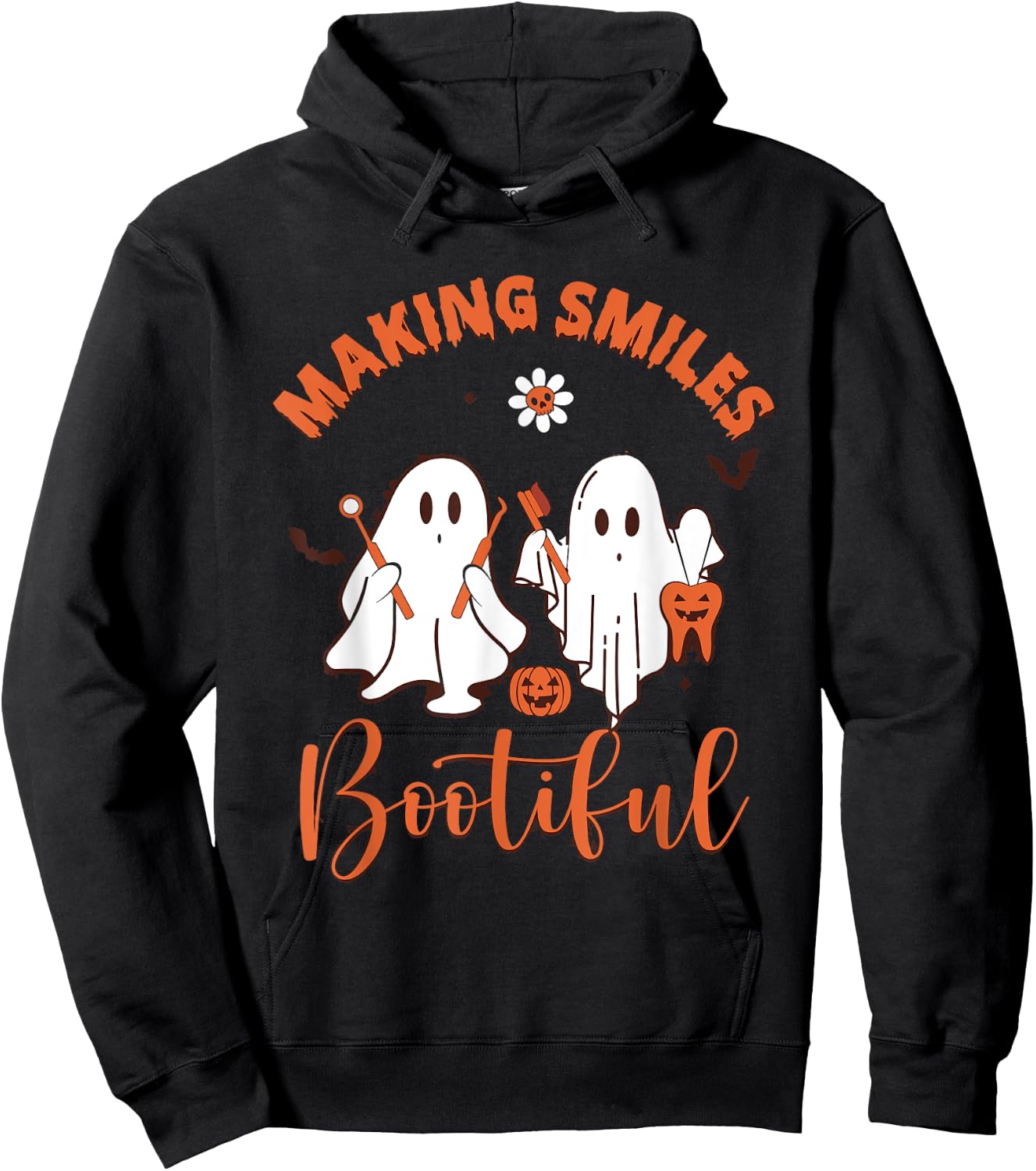 Making Smiles Bootiful Funny Ghost Dentist Halloween Hoodie - Hoodie | Black