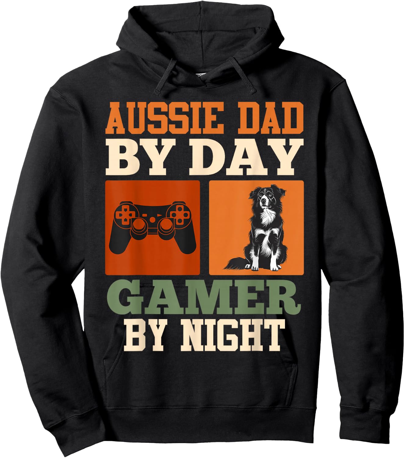 AUSSIE DAD BY DAY GAMER BY NIGHT Funny Vintage Hoodie - Hoodie | Black