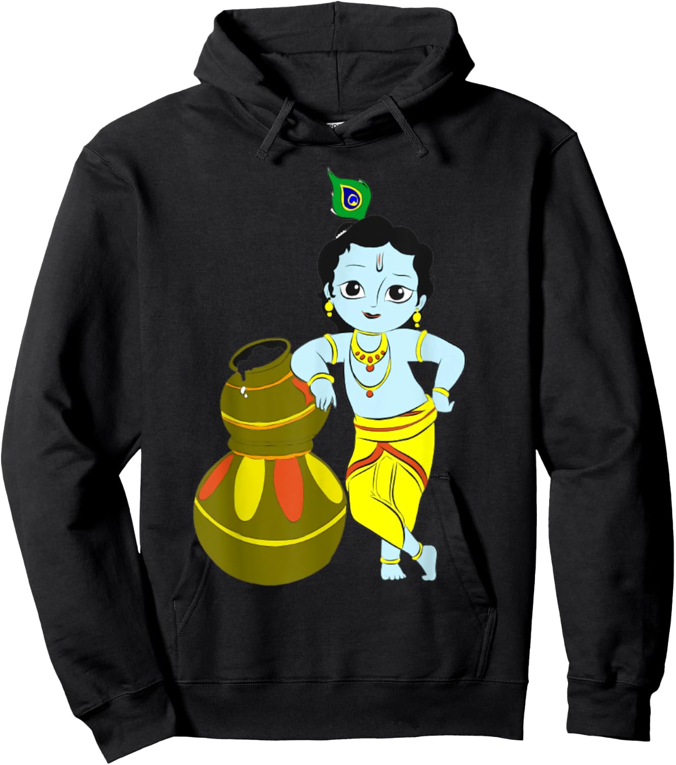 Yoga Meditation Spiritual Hindu God Krishna Hoodie - Hoodie | Black