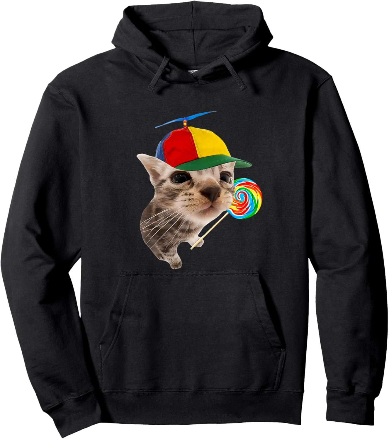 Silly Cat with Lollipop Meme Hoodie - Hoodie | Black