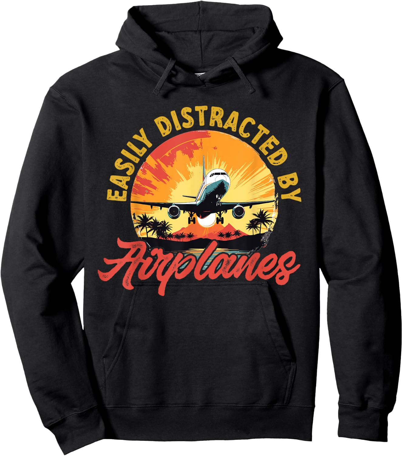 Airplane Aircraft - Easily Distracted By Airplanes Hoodie - Hoodie | Black