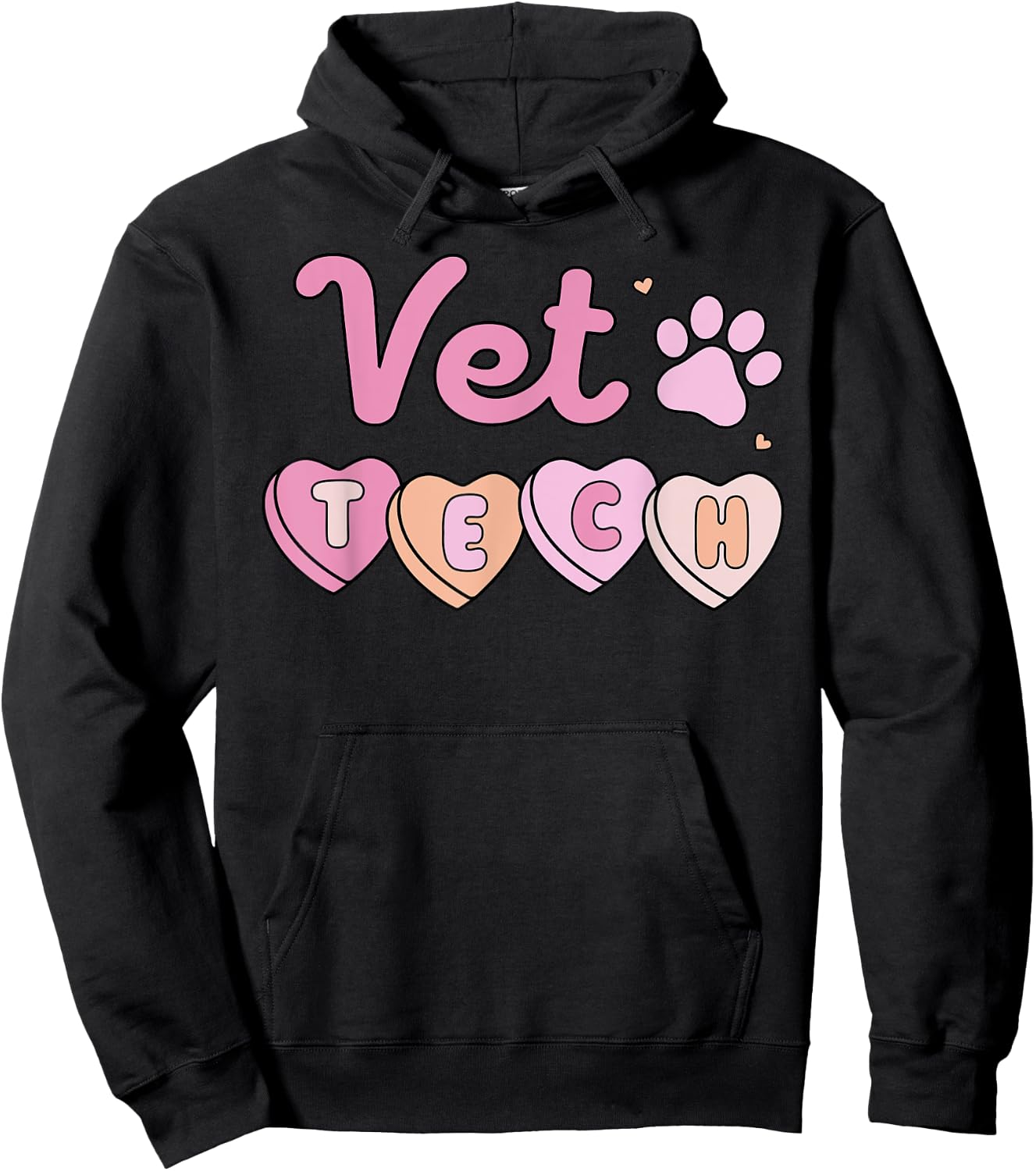Vet Tech Valentines Day Veterinary Medicine Retro Hearts Hoodie - Hoodie | Black