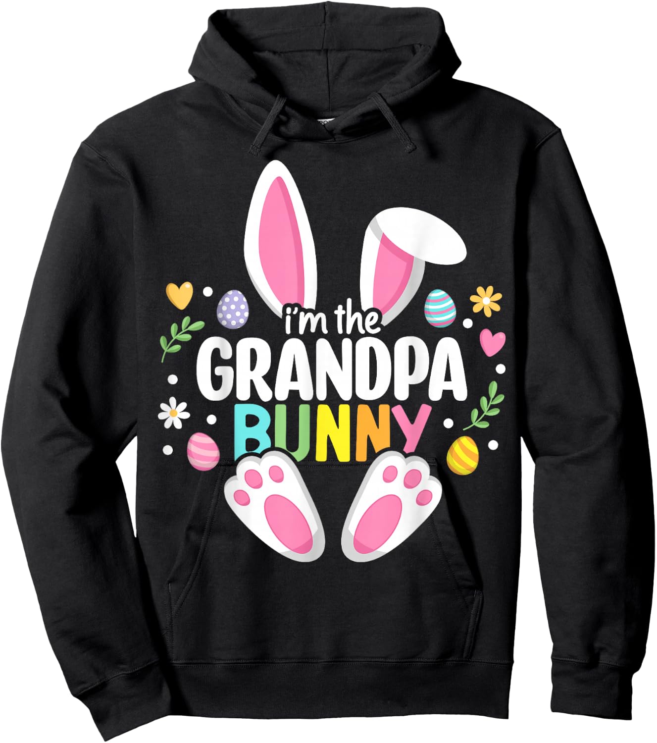 Easter Grandpa Bunny Papa Happy Easter Day Family Matching Hoodie - Hoodie | Black