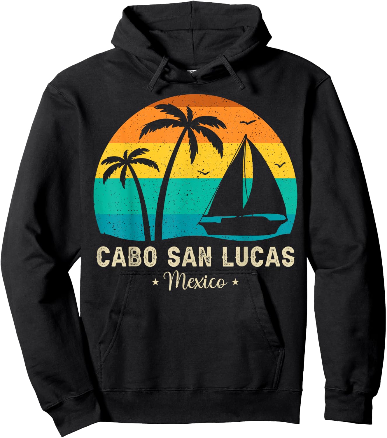 Vintage Cabo San Lucas Mexico Sunset, Vacation Summer Men Women Girls Kids Hoodie - Hoodie | Black