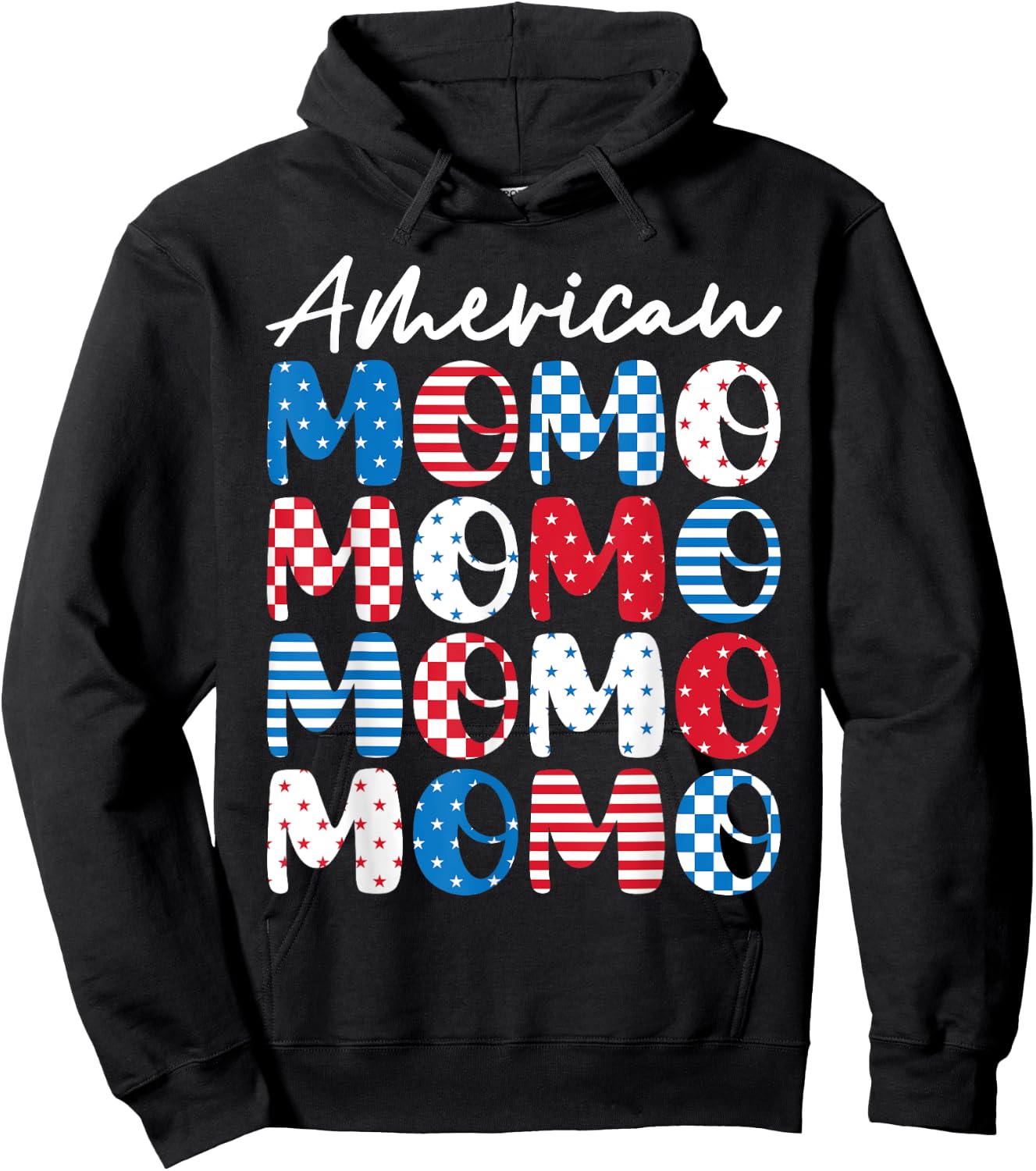 American Momo Momo Momo Red White Blue Stars Stripes Mother Hoodie - Hoodie | Black