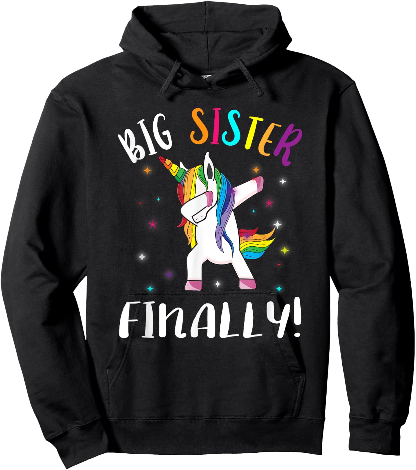 Big Sister Finally Unicorn - Unicorn New Big Sister Hoodie - Hoodie | Black
