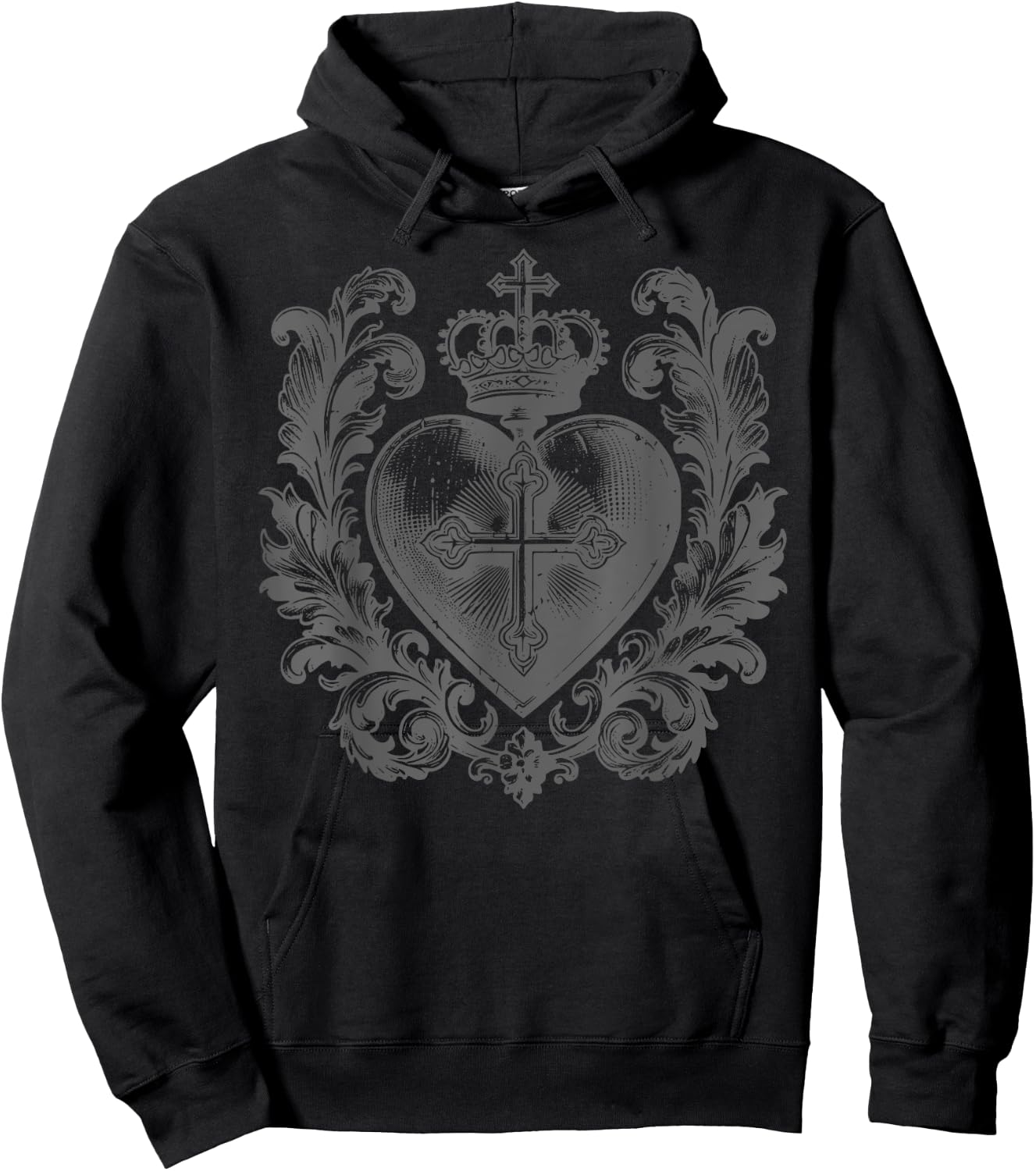 Vintage Catholic Ex Voto Heart , Black, S Hoodie - Hoodie | Black