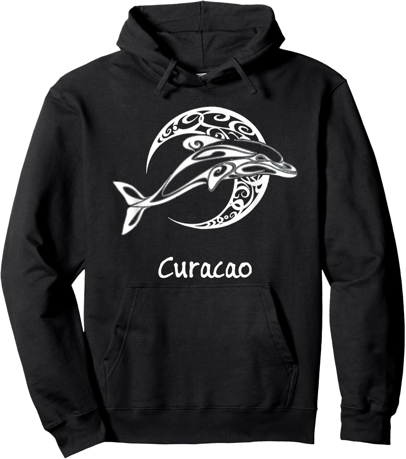 Curacao Tribal Dolphin Design Souvenir Hoodie - Hoodie | Black