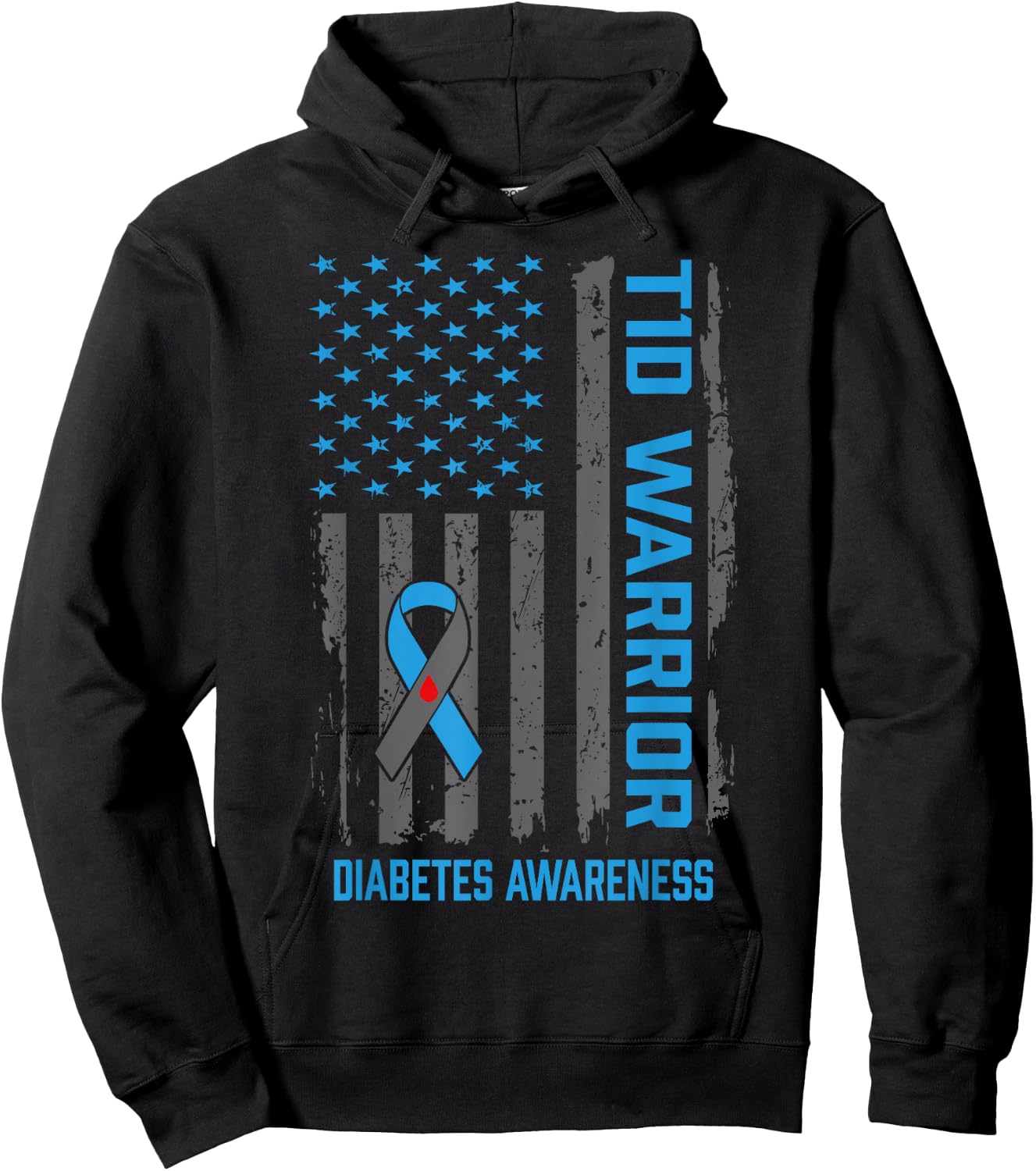 Type 1 Diabetes Awareness T1D Warrior Type One Diabetic Hoodie - Hoodie | Black