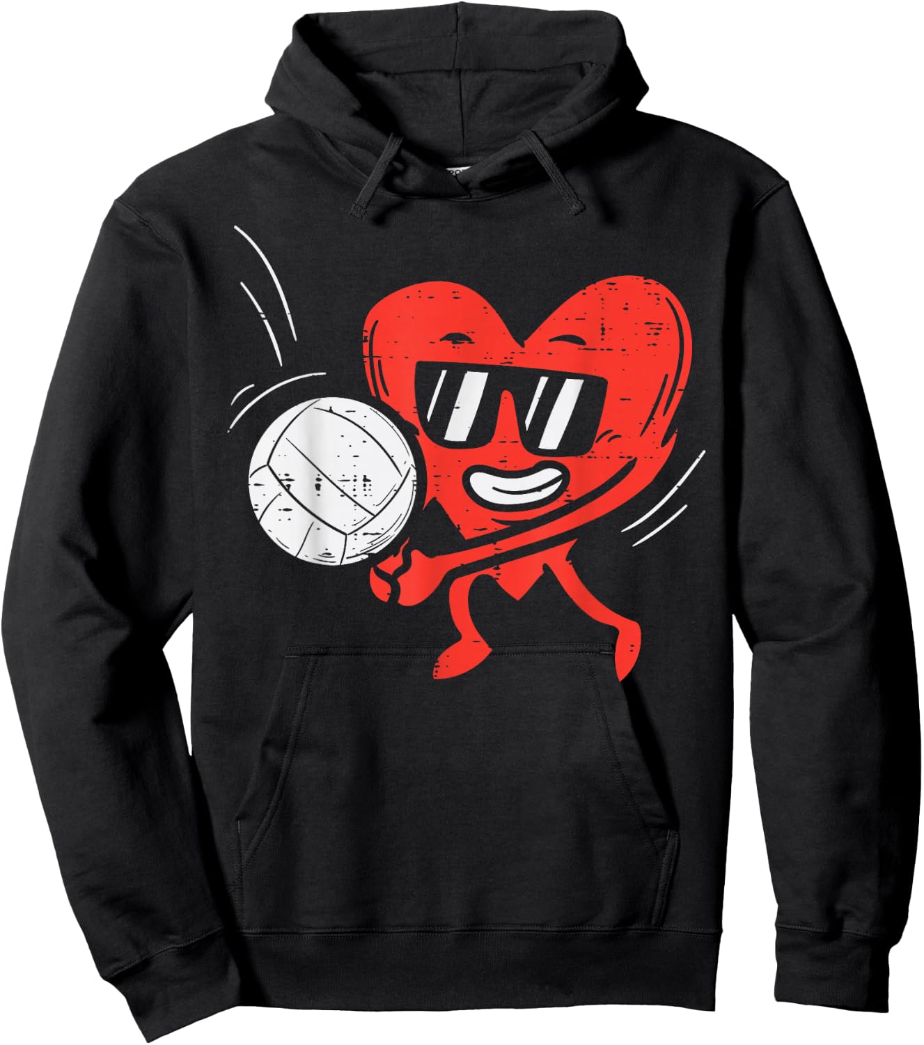 Heart Playing Volleyball Valentines Day Love Sports Girls Hoodie - Hoodie | Black