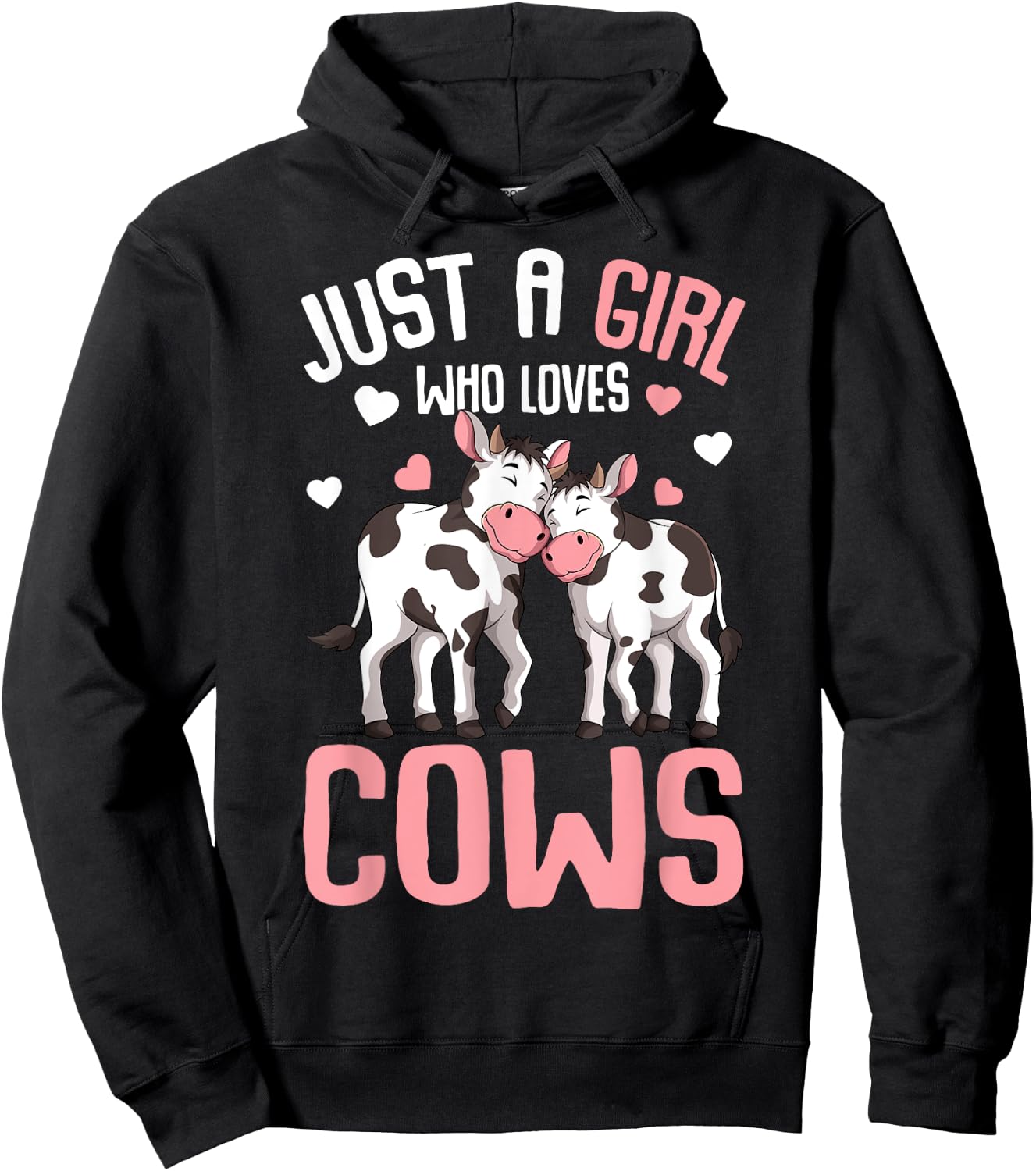 Just A Girl Who Loves Cows Farmers Cow Kids Girls Hoodie - Hoodie | Black
