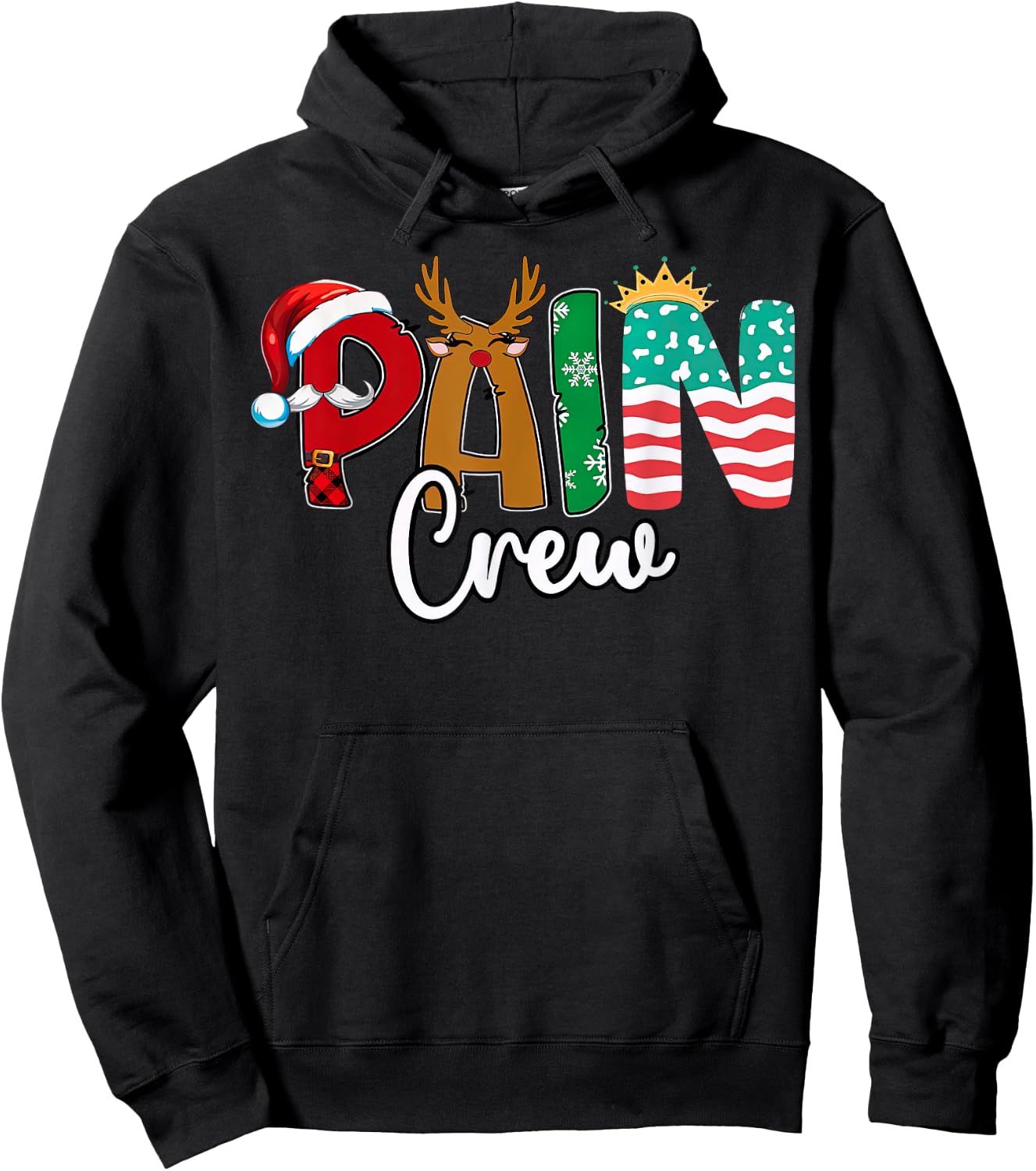 Pain Management Nurse Christmas Pain Crews Scrub Top Women Hoodie - Hoodie | Black
