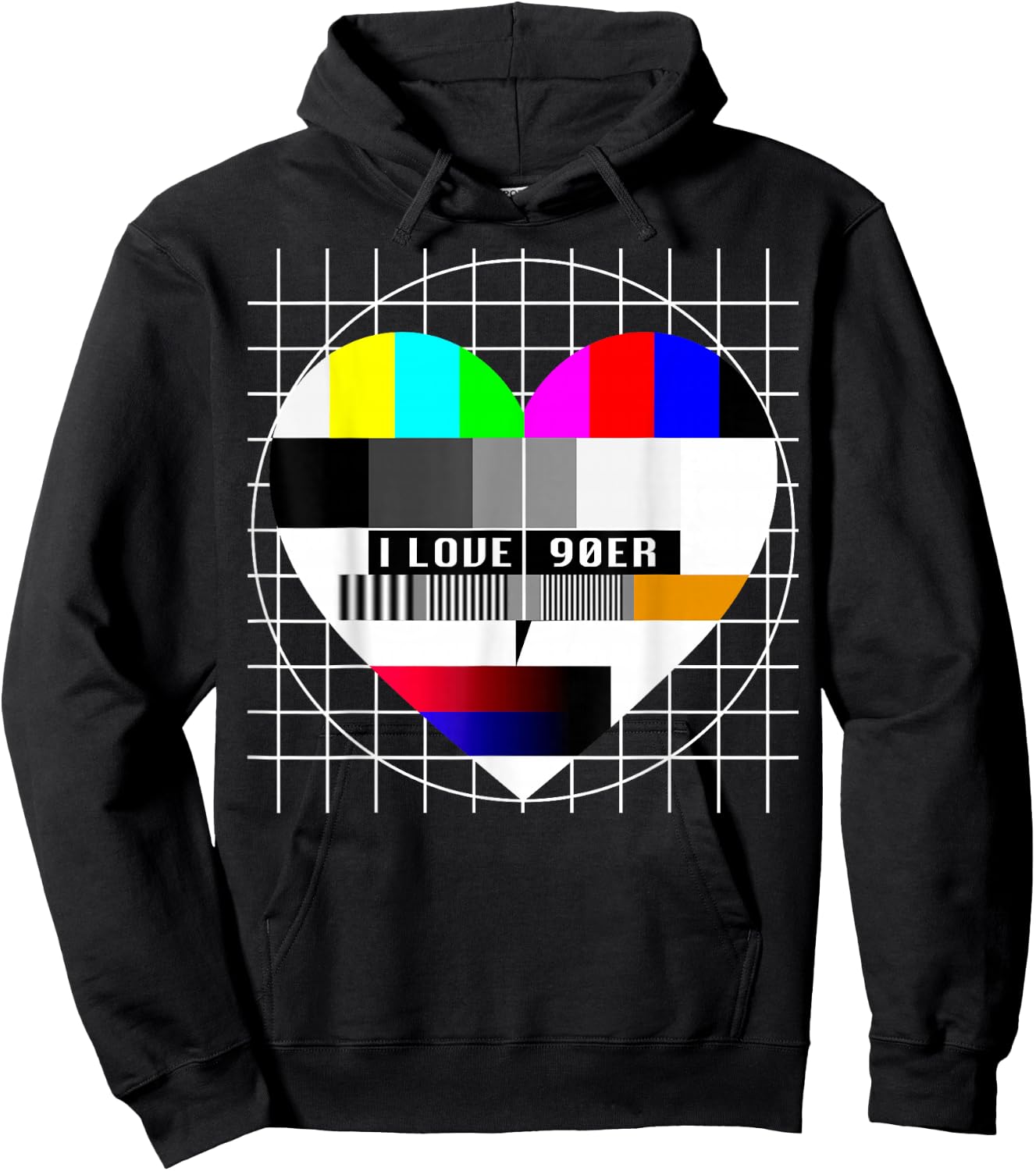 90er Party Testbild Herzform Liebe I Love 90er Jahre Kostüm Hoodie - Hoodie | Black