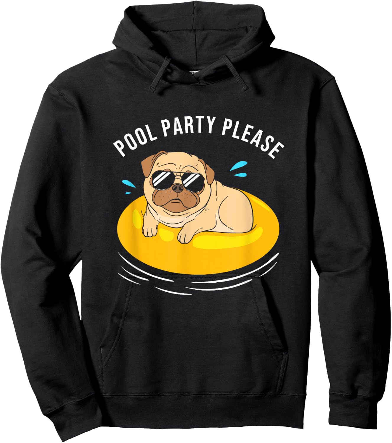 Cute Pool Party Squad Pool Party Please Dog With Sunglasses Men Women Kids Hoodie - Hoodie | Black