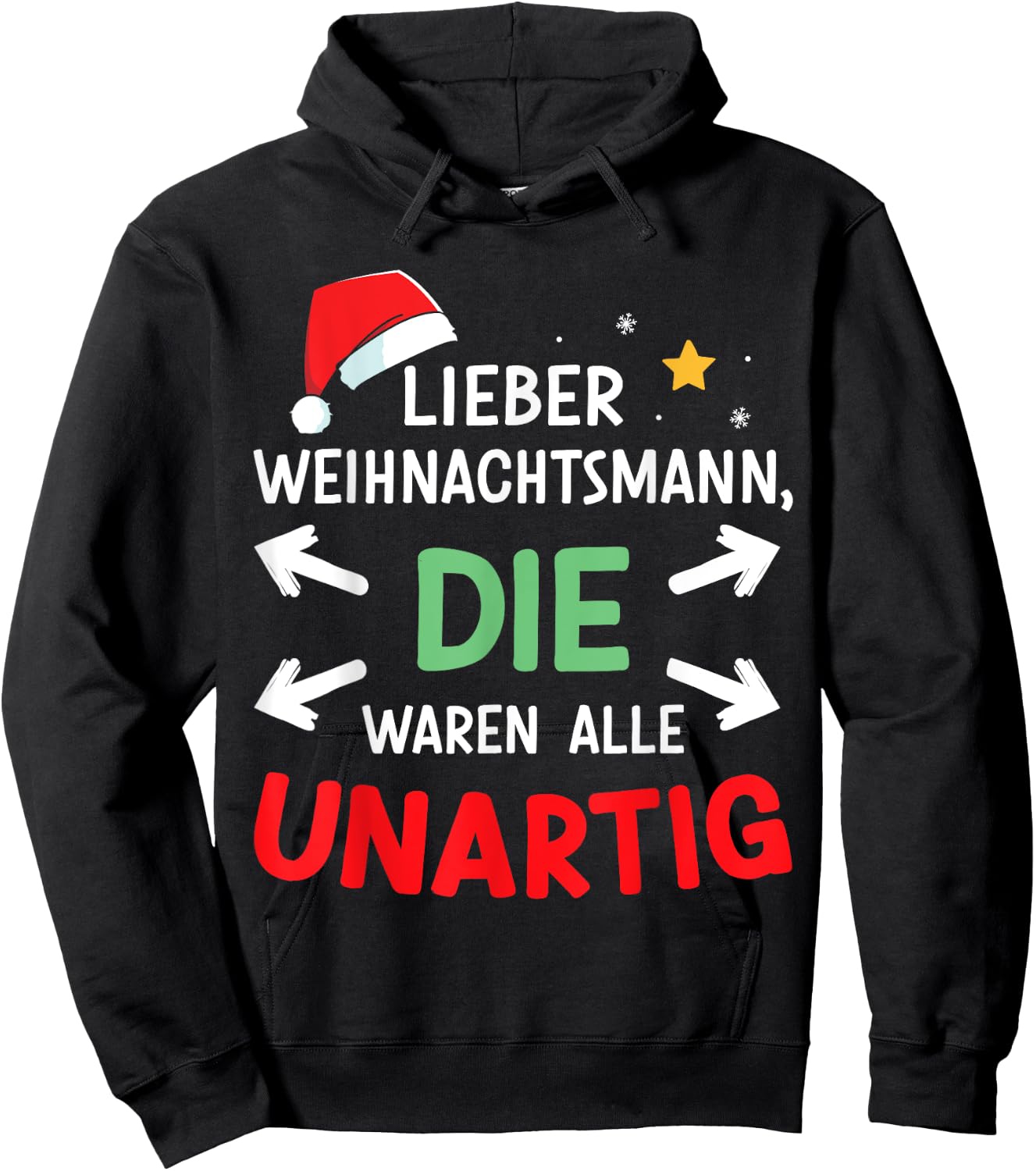 Dear Santa Claus Were Naughty Funny Christmas , black Hoodie - Hoodie | Black