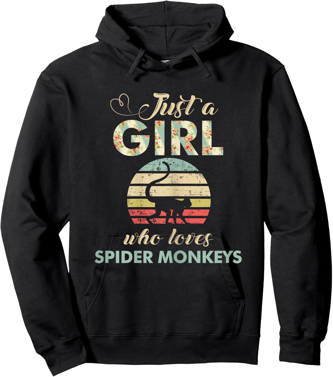 Just A Girl Who Loves Spider Monkeys Funny Primatologist Hoodie - Hoodie | Black
