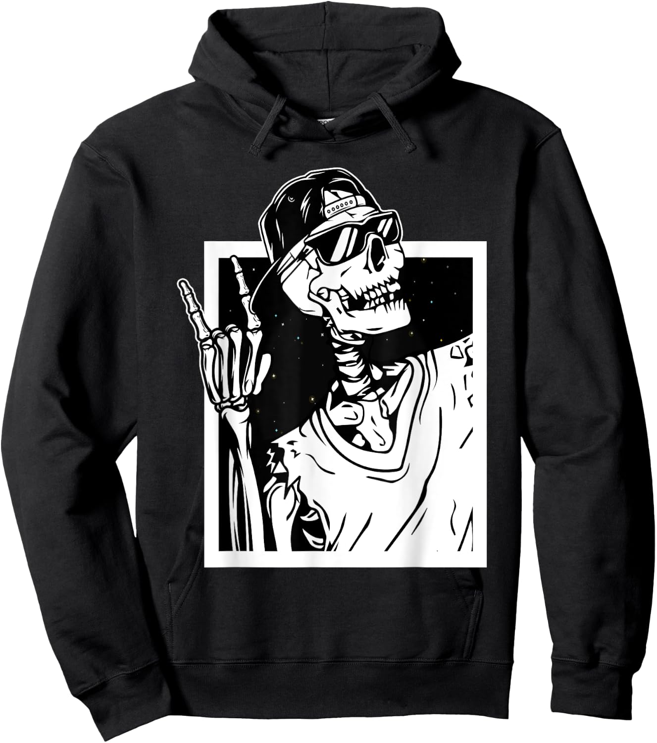 Rock Skeleton Hand Halloween Costume Funny Rocker Music Hoodie - Hoodie | Black