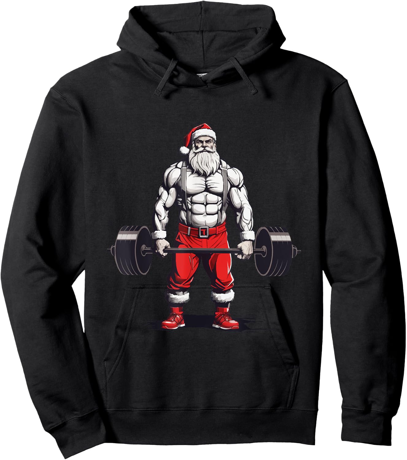 Santa Deadlift Bodybuilder Funny Fitness Christmas Hoodie - Hoodie | Black