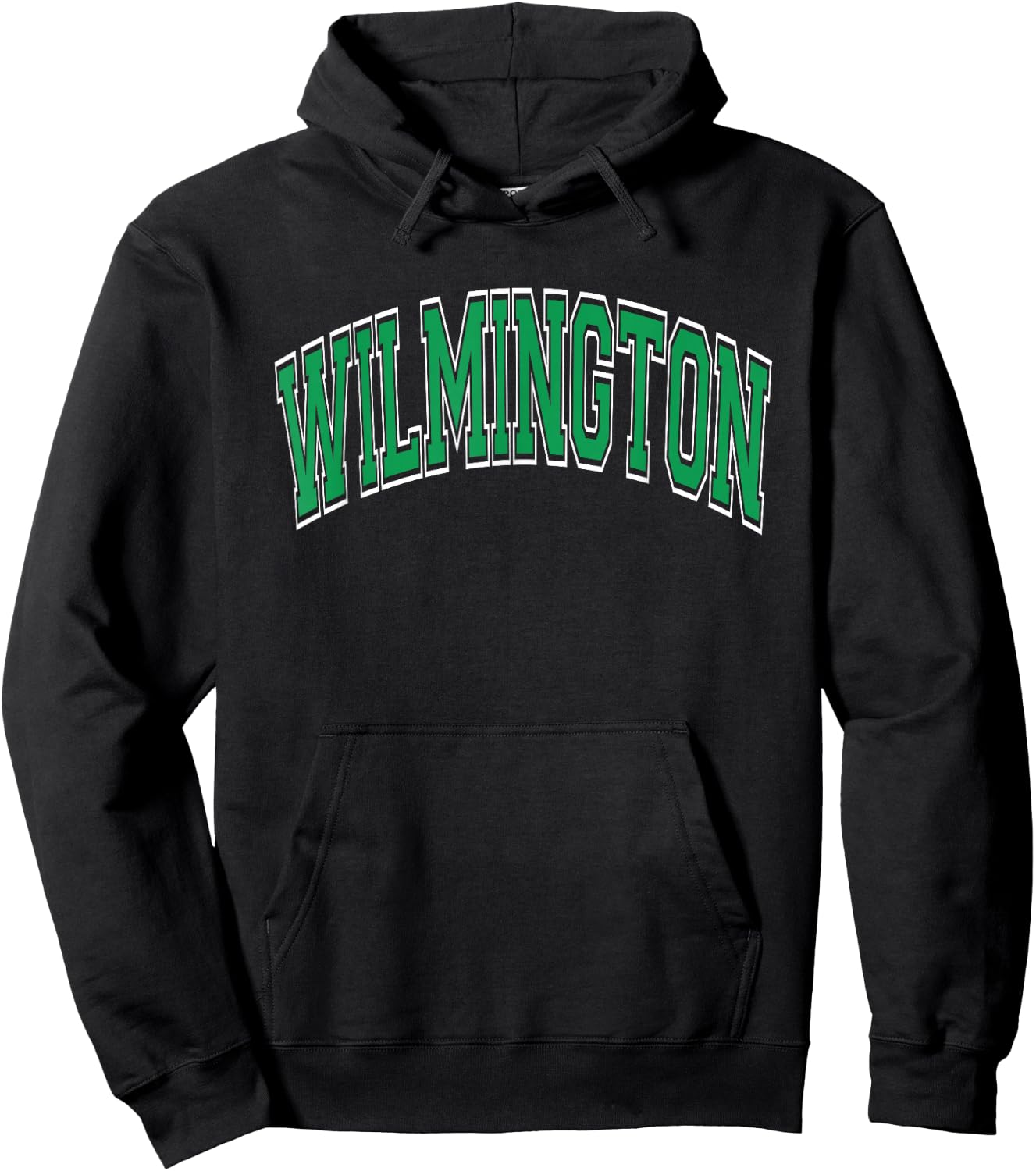 Wilmington Arched Style Green Text Hoodie - Hoodie | Black