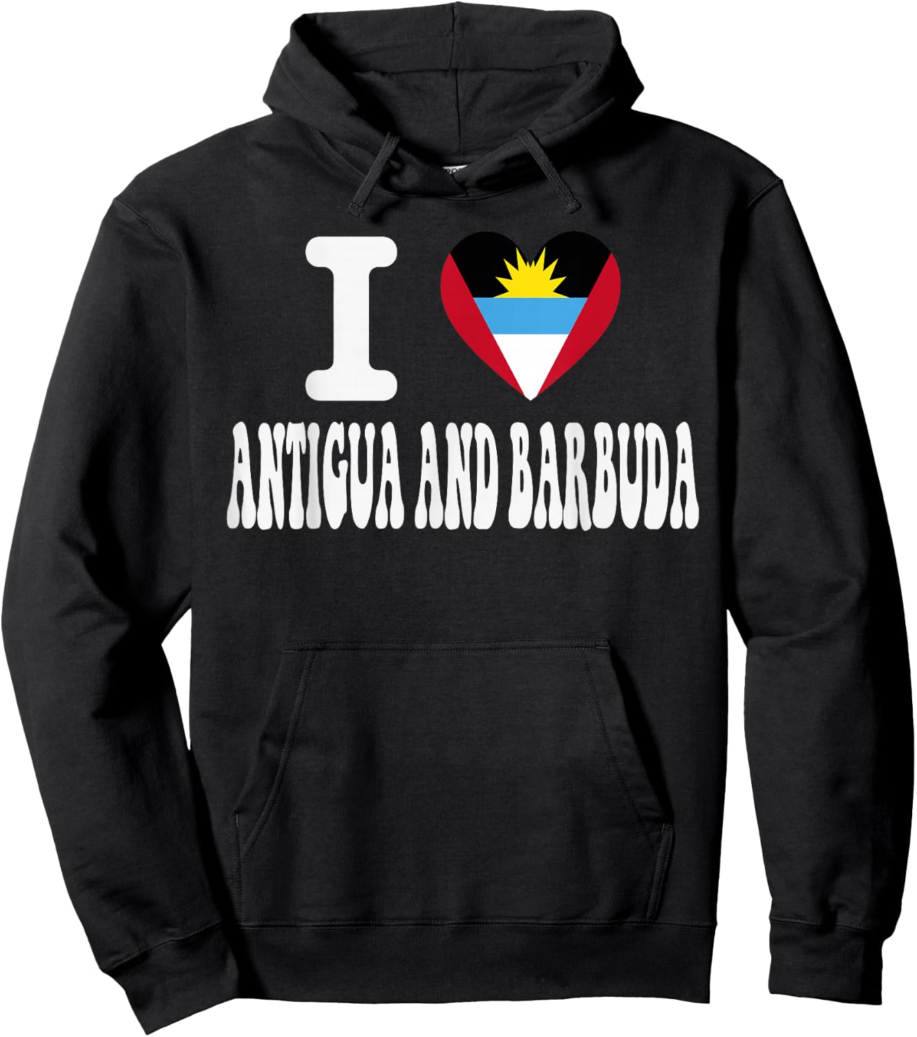 I Love Antigua and Barbuda Heart Flag Retro Travel Souvenir Hoodie - Hoodie | Black